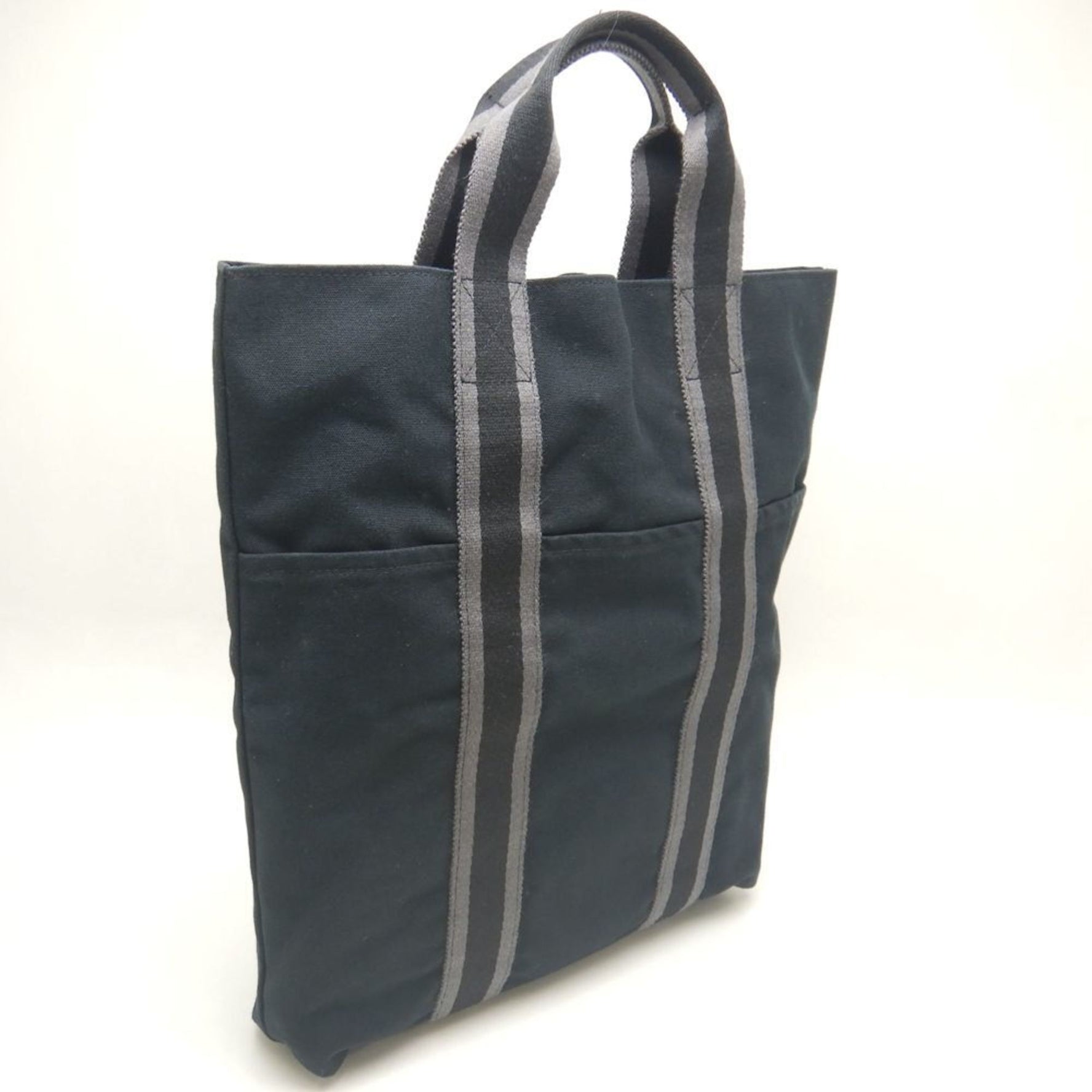 HERMES Hermès Foul Tou Cabas Tote Bag Canvas Black and Gray