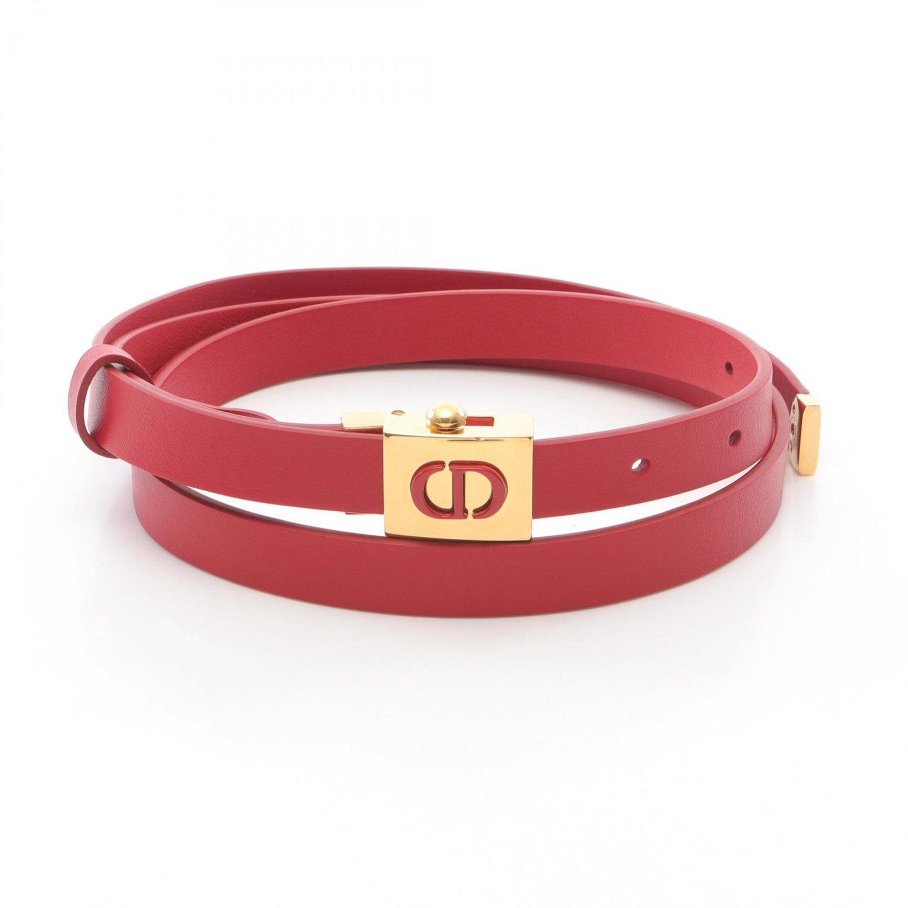 Christian Dior Dior CD logo leather belt red