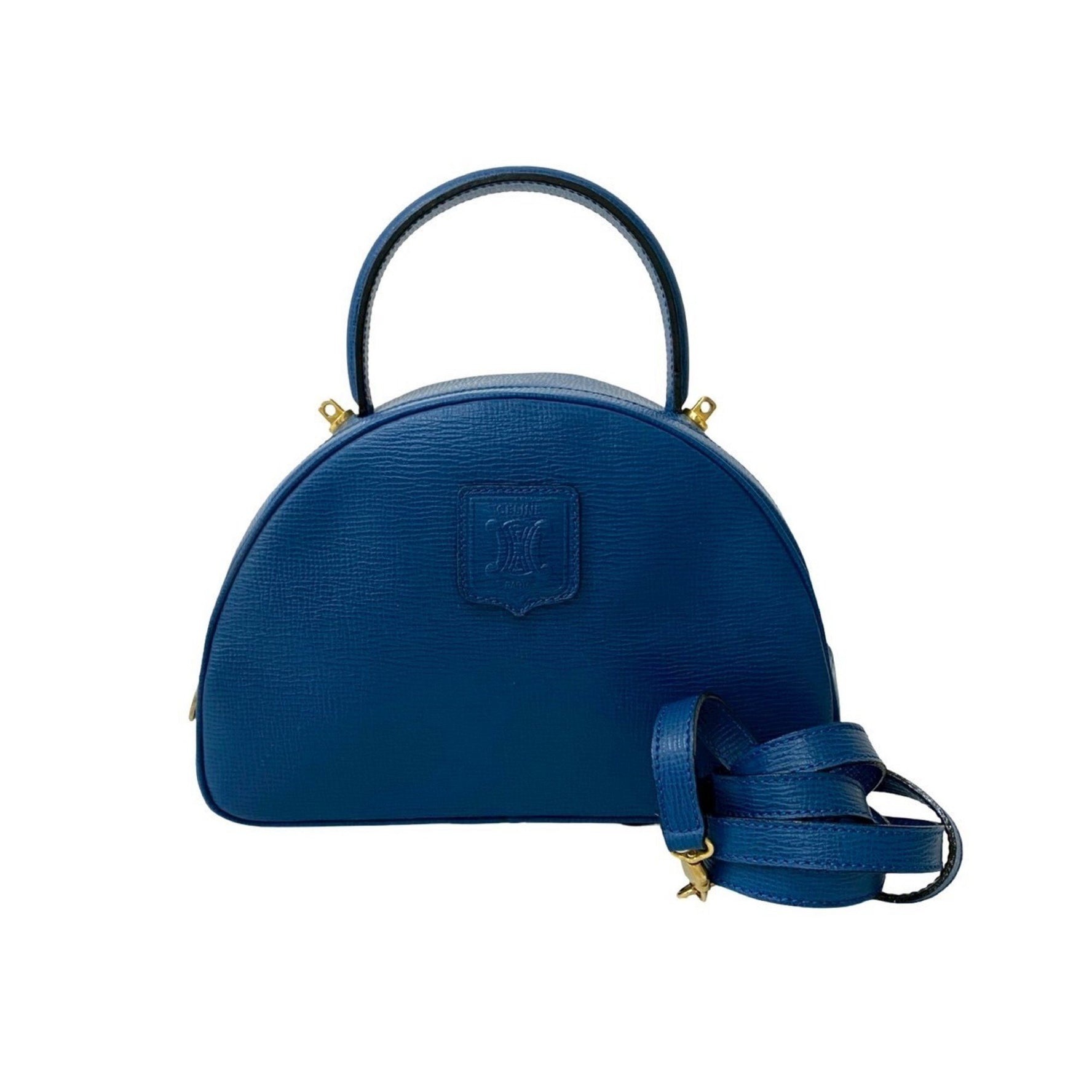 CELINE Triomphe Logo Leather Genuine Handbag, Mini Boston Bag, Shoulder
