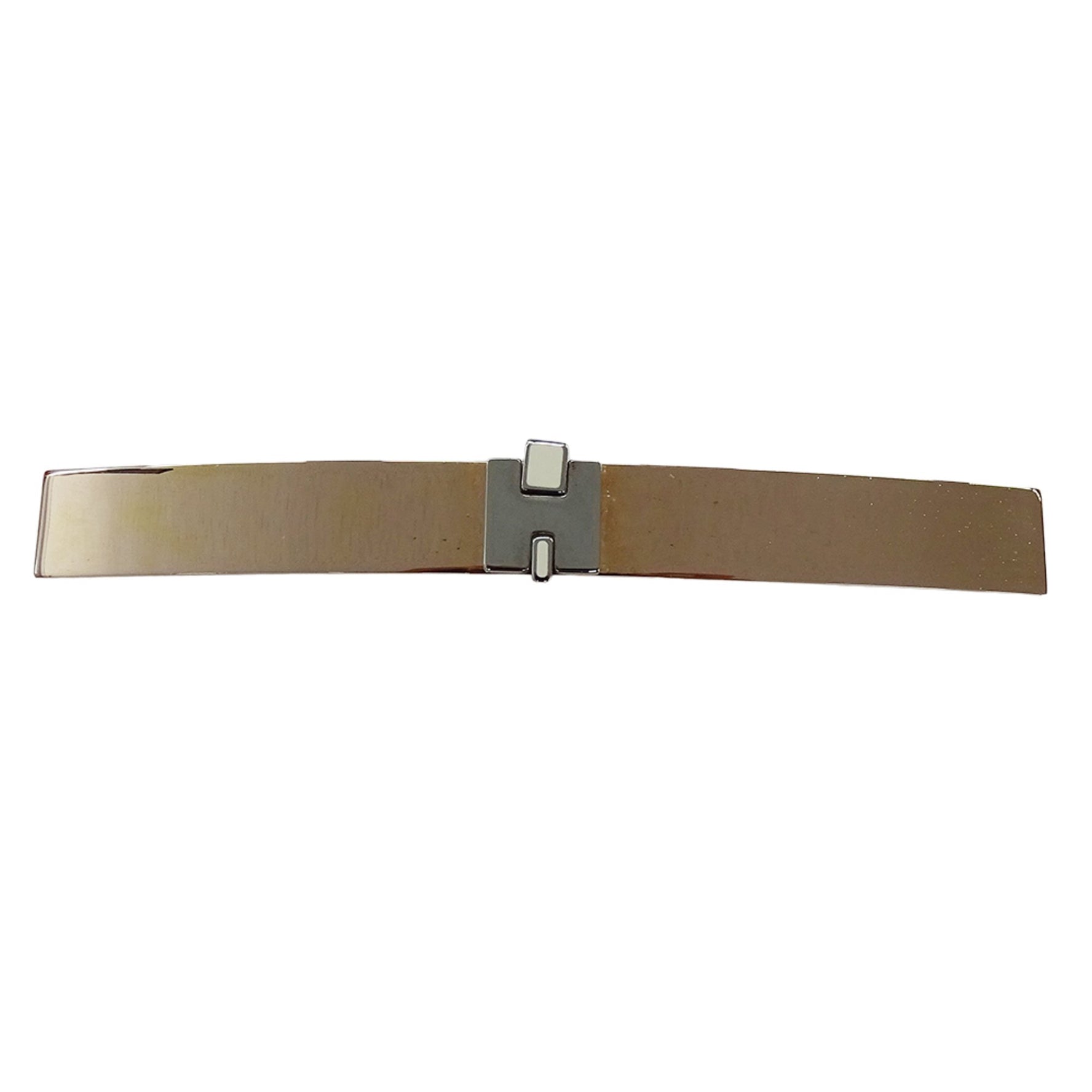 Hermes Hermès Irene GM Barrette, Pink Gold and Silver Metal, H Logo, Hair Clip