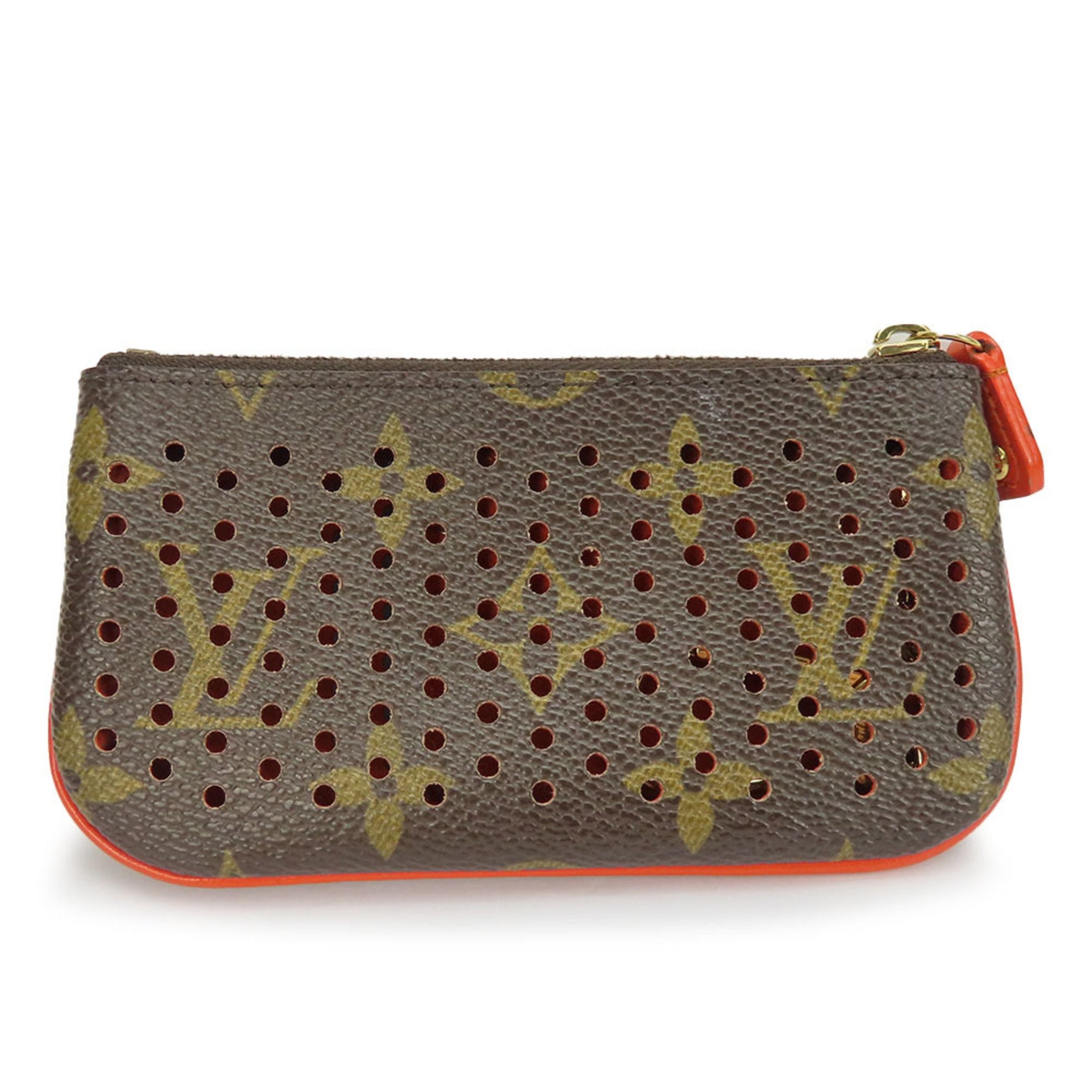Louis Vuitton Wallet/Coin Case Pochette Cle Monogram Perforated Orange Pouch Accessories Men's