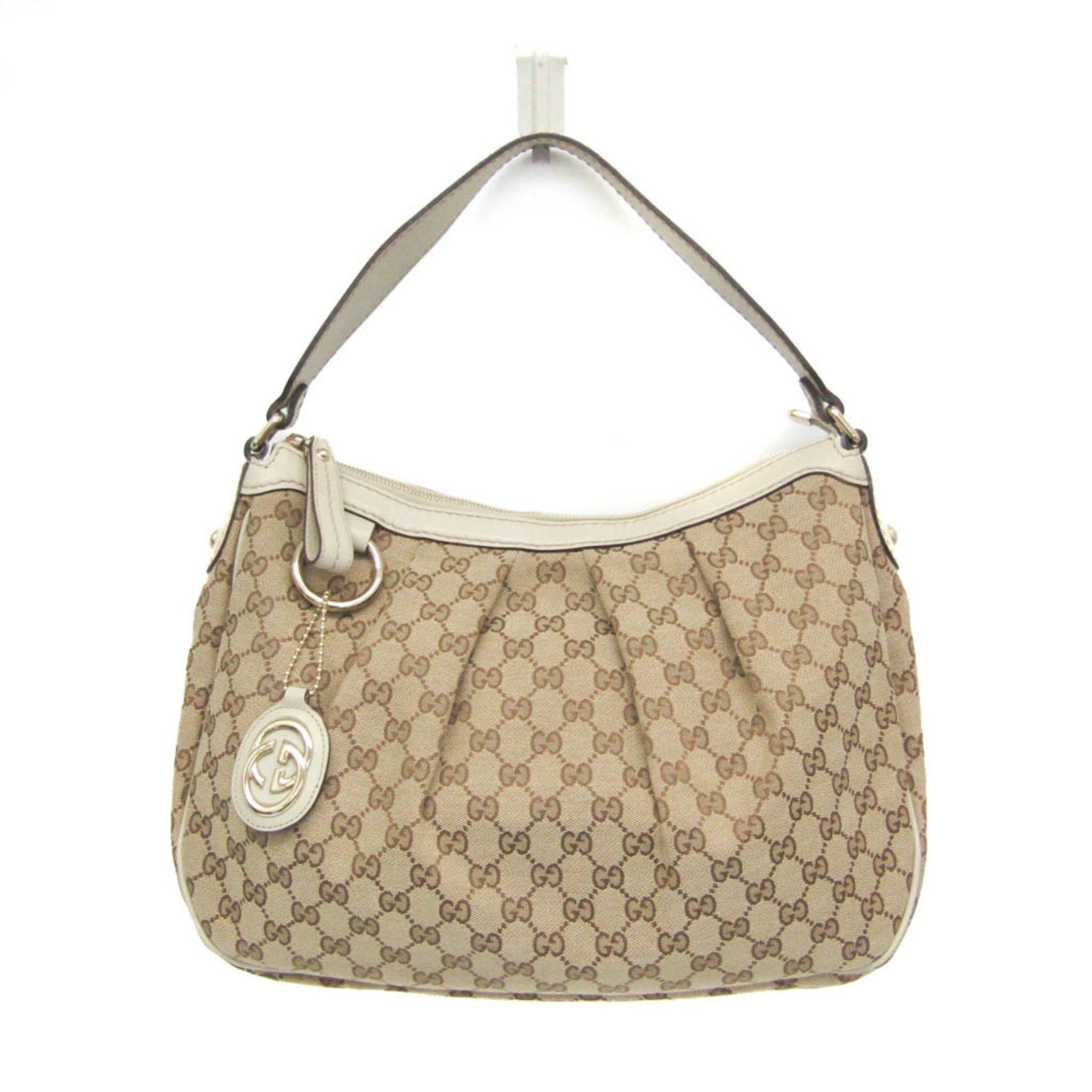 Gucci Sukey Leather,GG Canvas Shoulder Bag,Tote Bag Beige,Cream