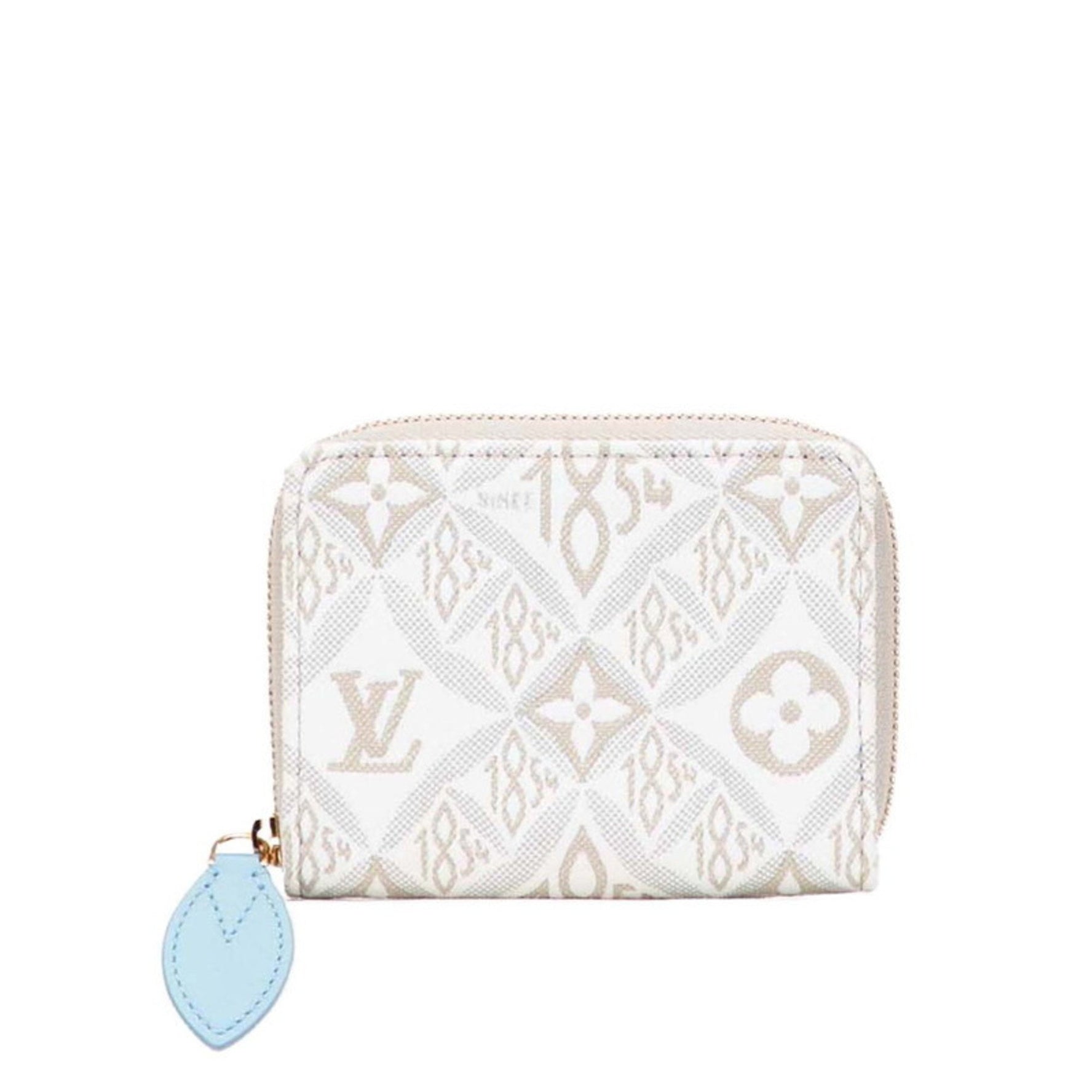Louis Vuitton Monogram Jacquard Zippy Coin Purse Wallet/Coin Case Beige White Canvas Leather LOUIS VUITTON