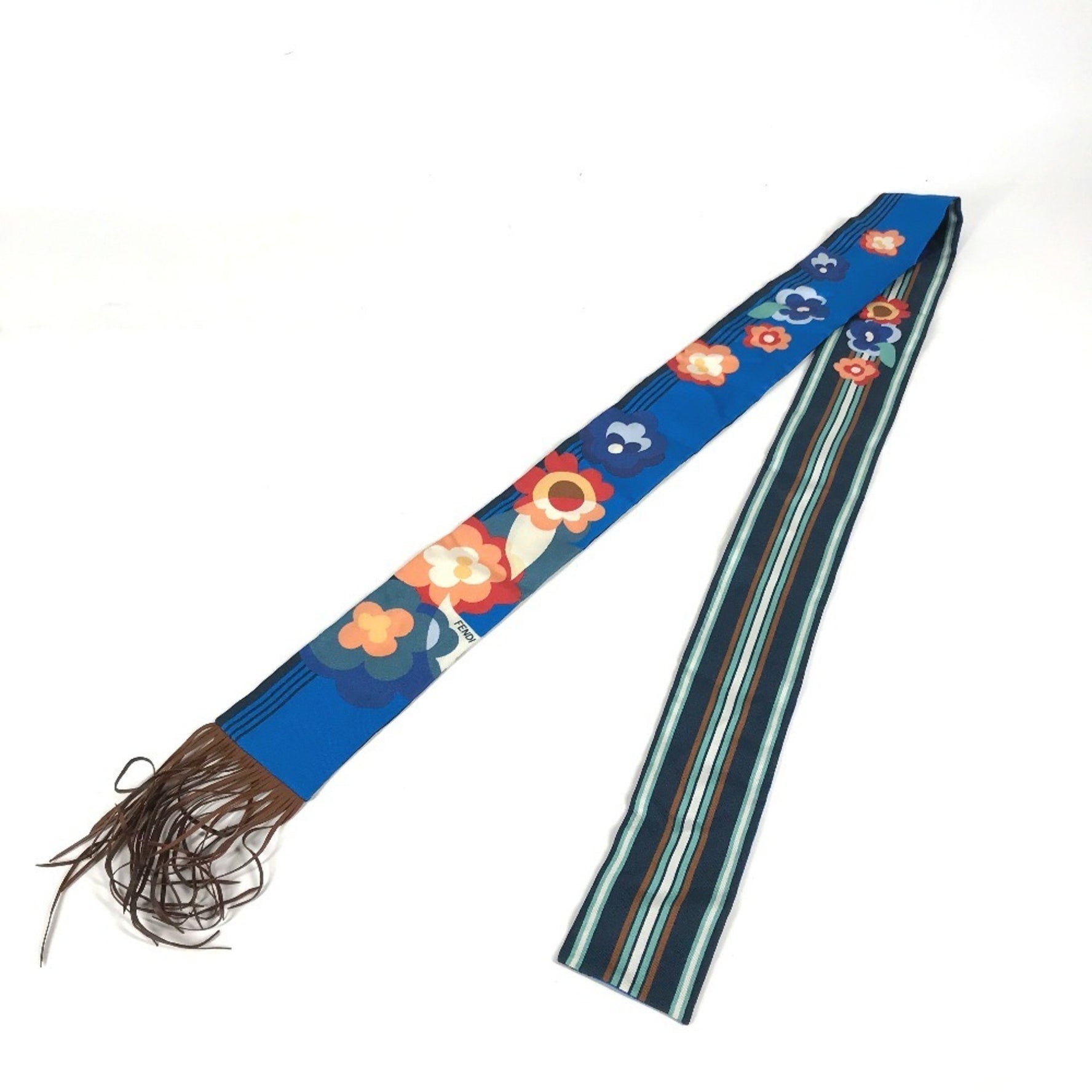 FENDI Lappy Bandeau Scarf, Silk, Blue