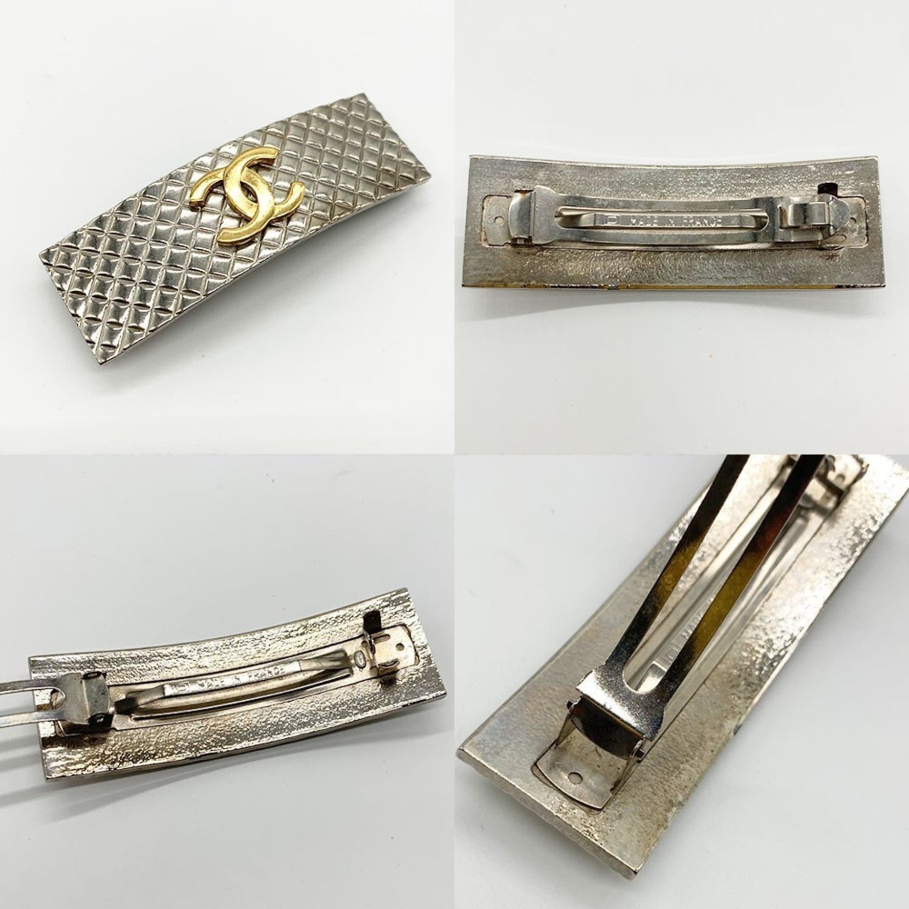 Chanel Barrette Matelasse Hair Gold Coco Mark