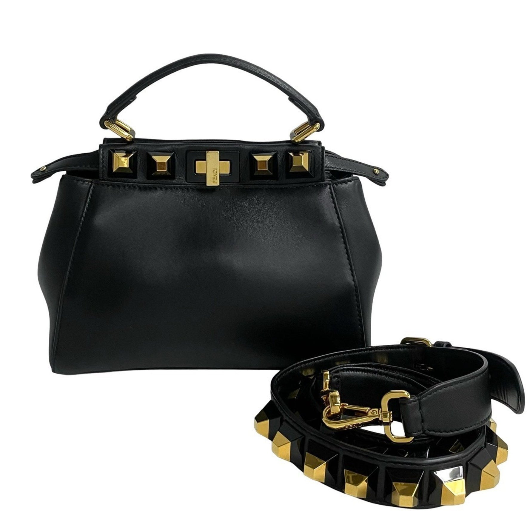 FENDI Peekaboo Mini Studded Leather Shoulder Bag/Handbag in 901-1
