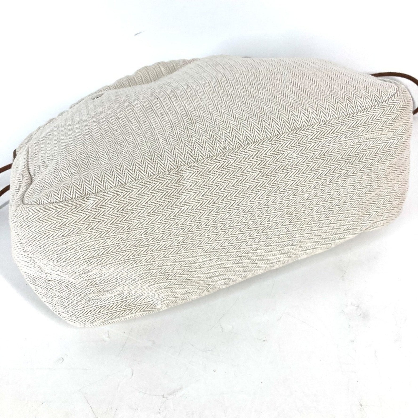 HERMES Fourby 25 Bag-in-Bag Pouch Toile Chevron/Vau Barenia Beige