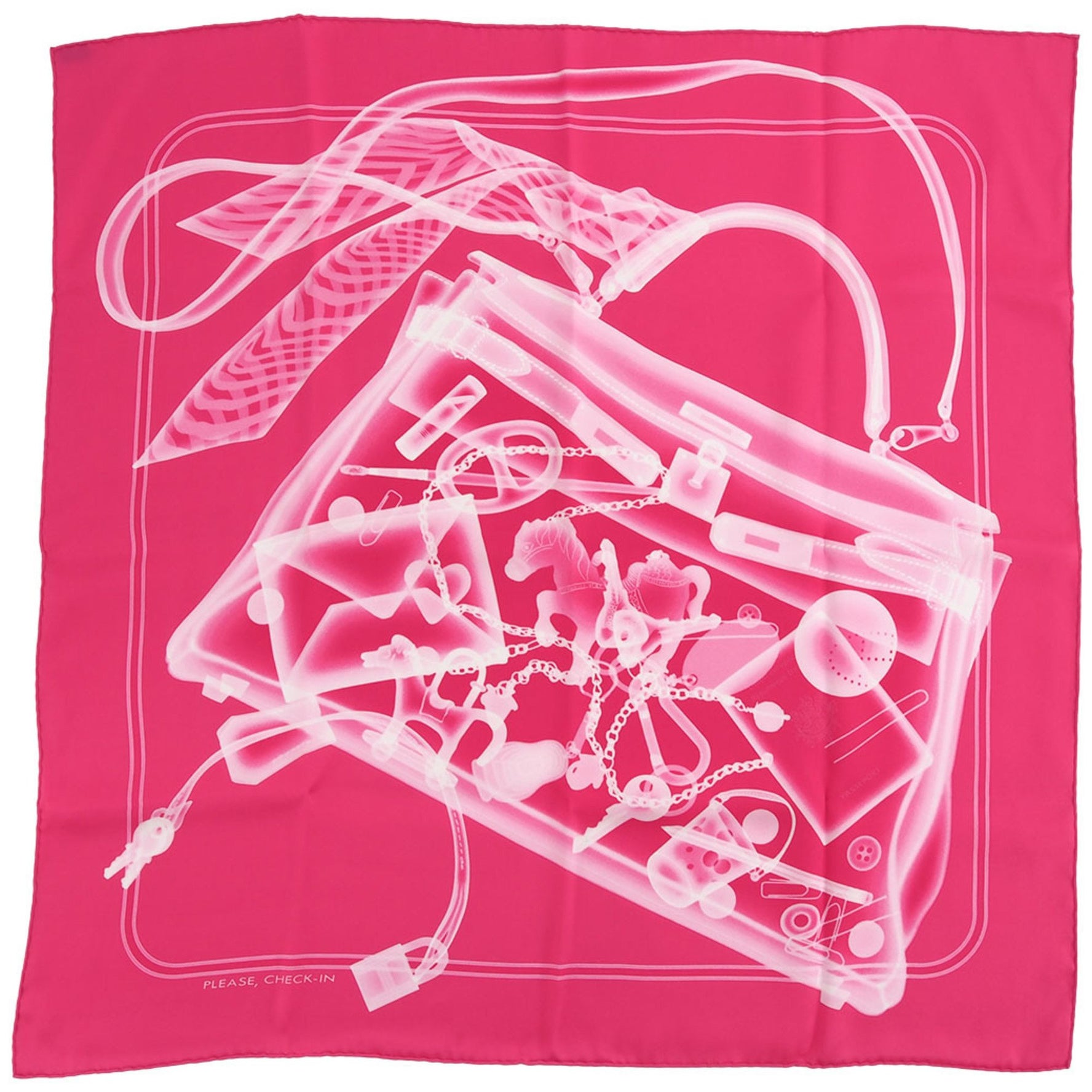 Hermes Carre 70 Please Check in Scarf Muffler 100% Silk