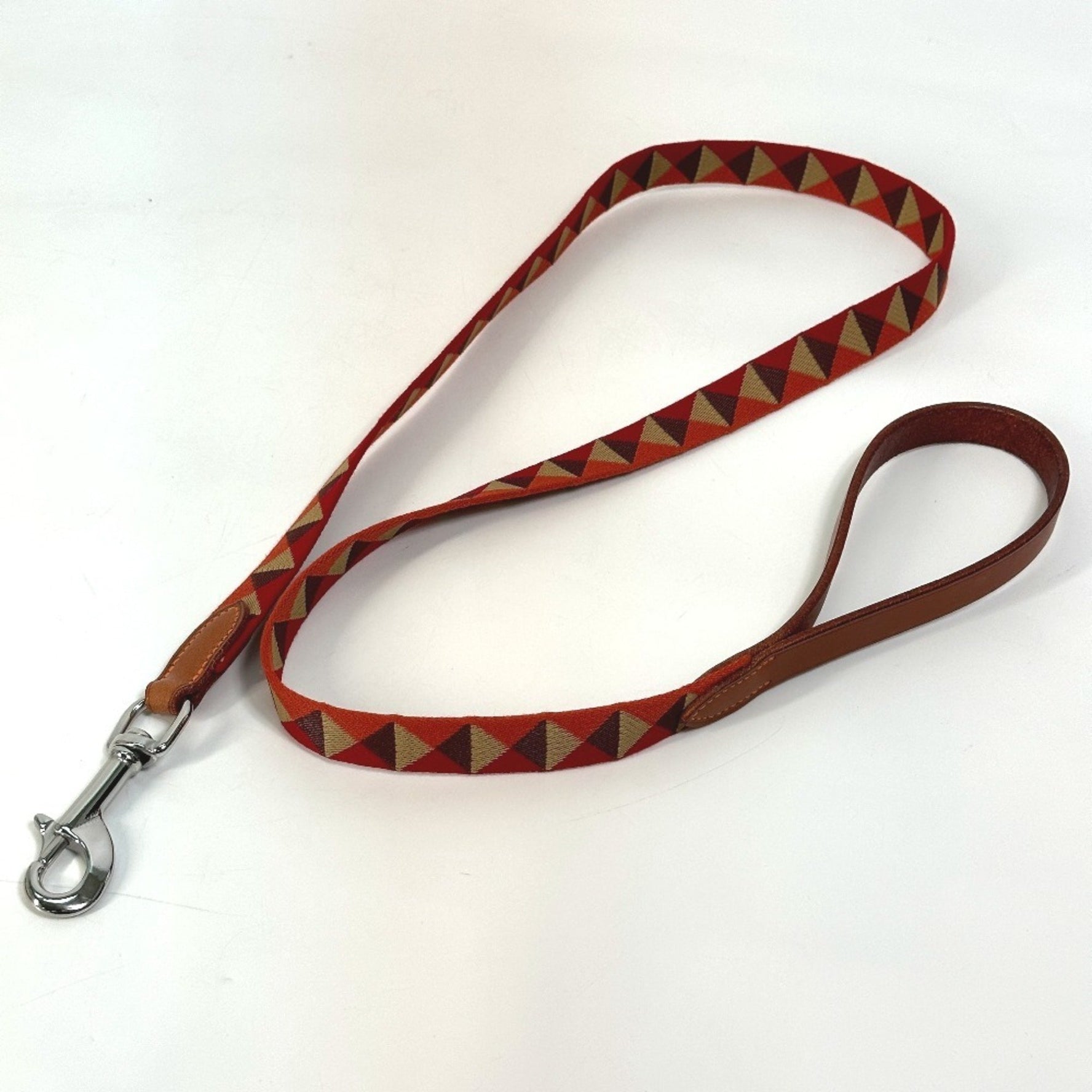 HERMES Medor Slim Dog Leash, Canvas/Leather, Women's, Dark Irish Red