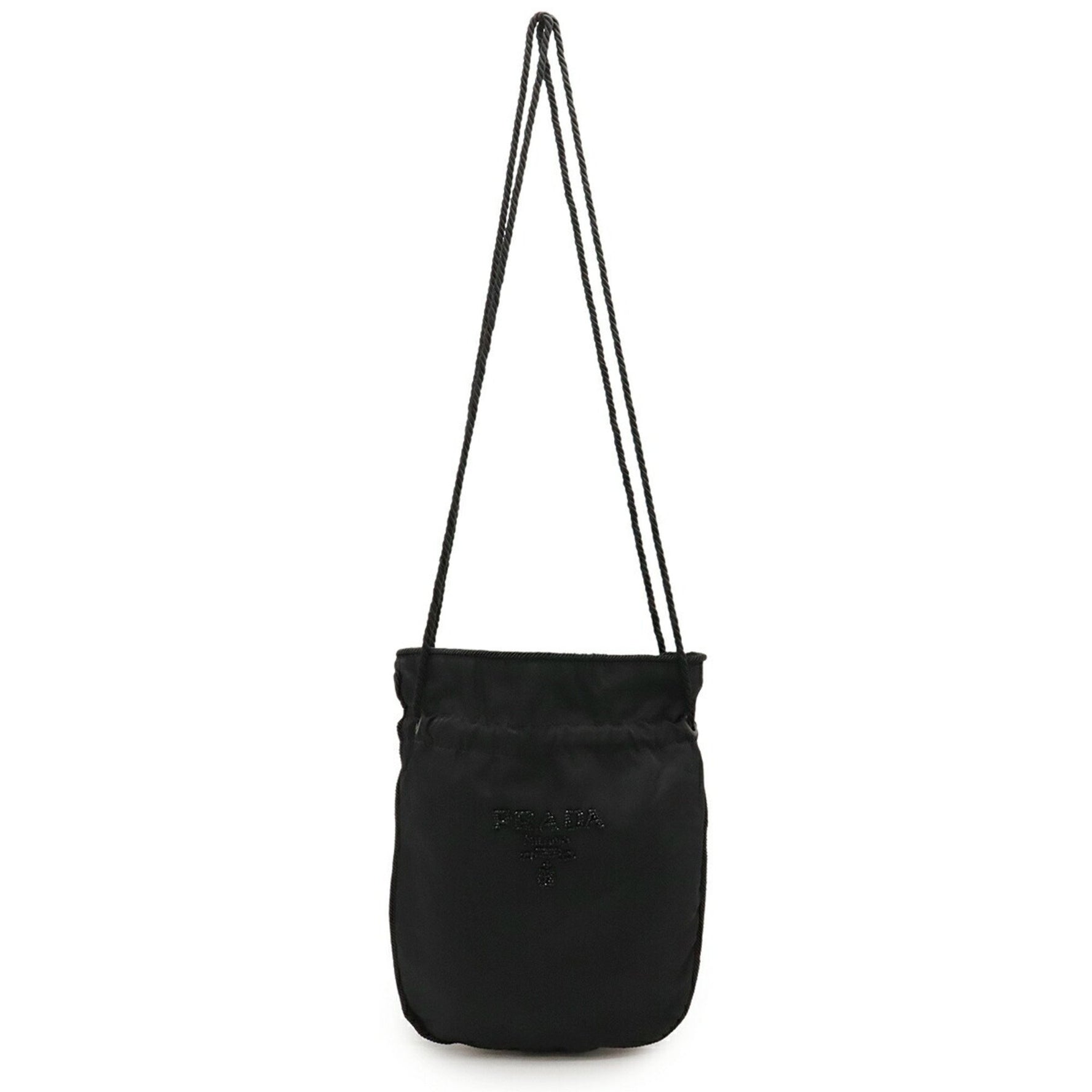 PRADA Beaded Shoulder Bag Nylon NERO Black