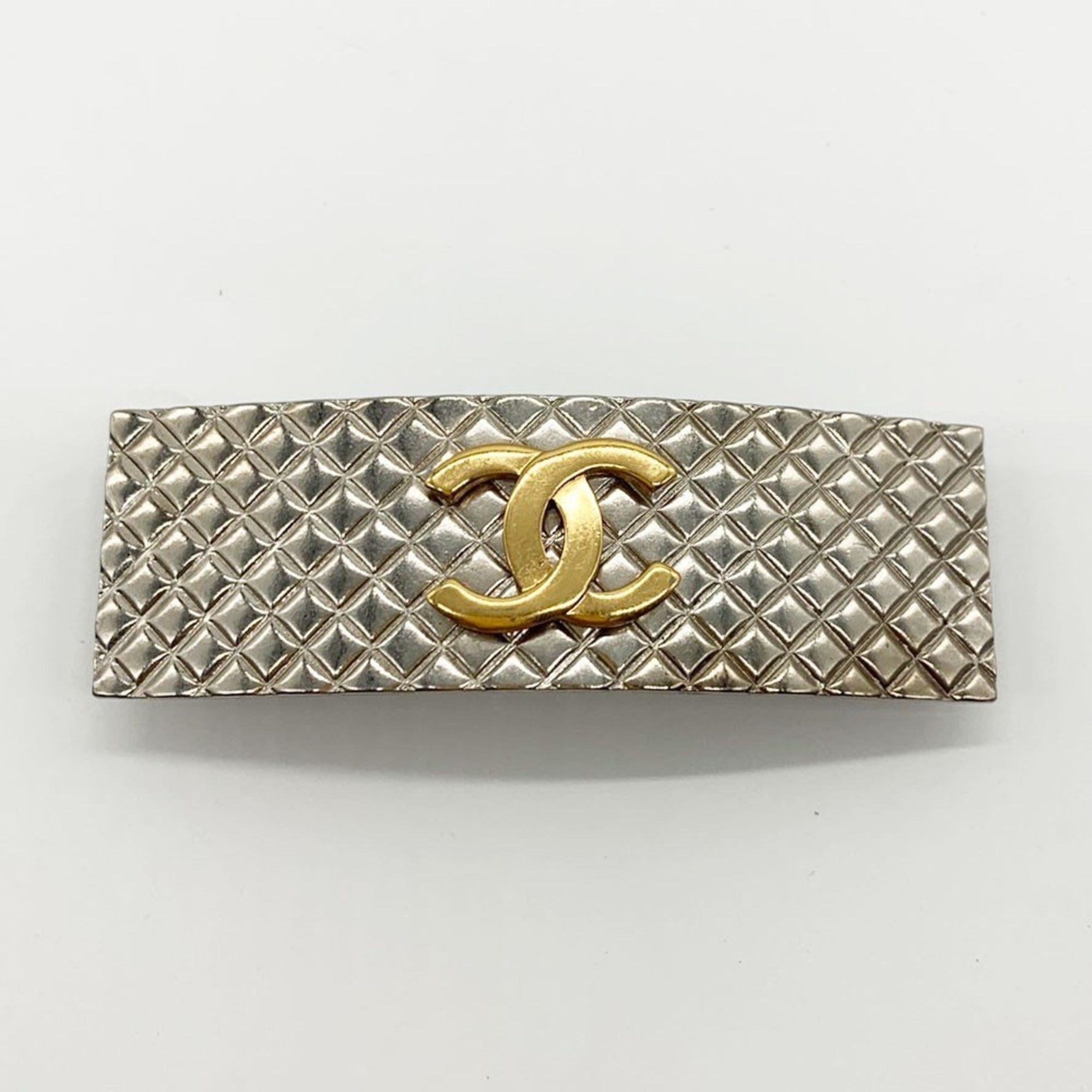 Chanel Barrette Matelasse Hair Gold Coco Mark