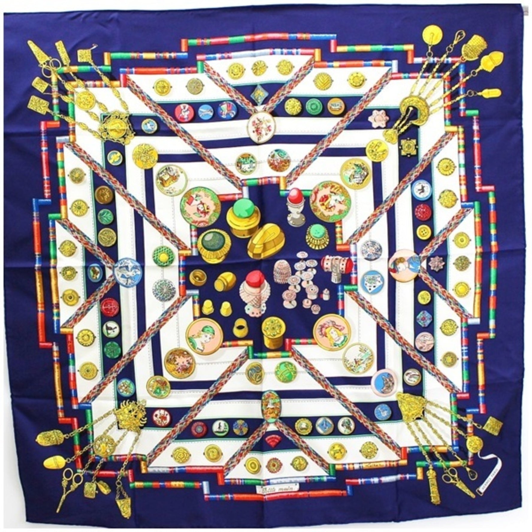 Hermes Silk Scarf Muffler Carre 90 Petie main Seamstress