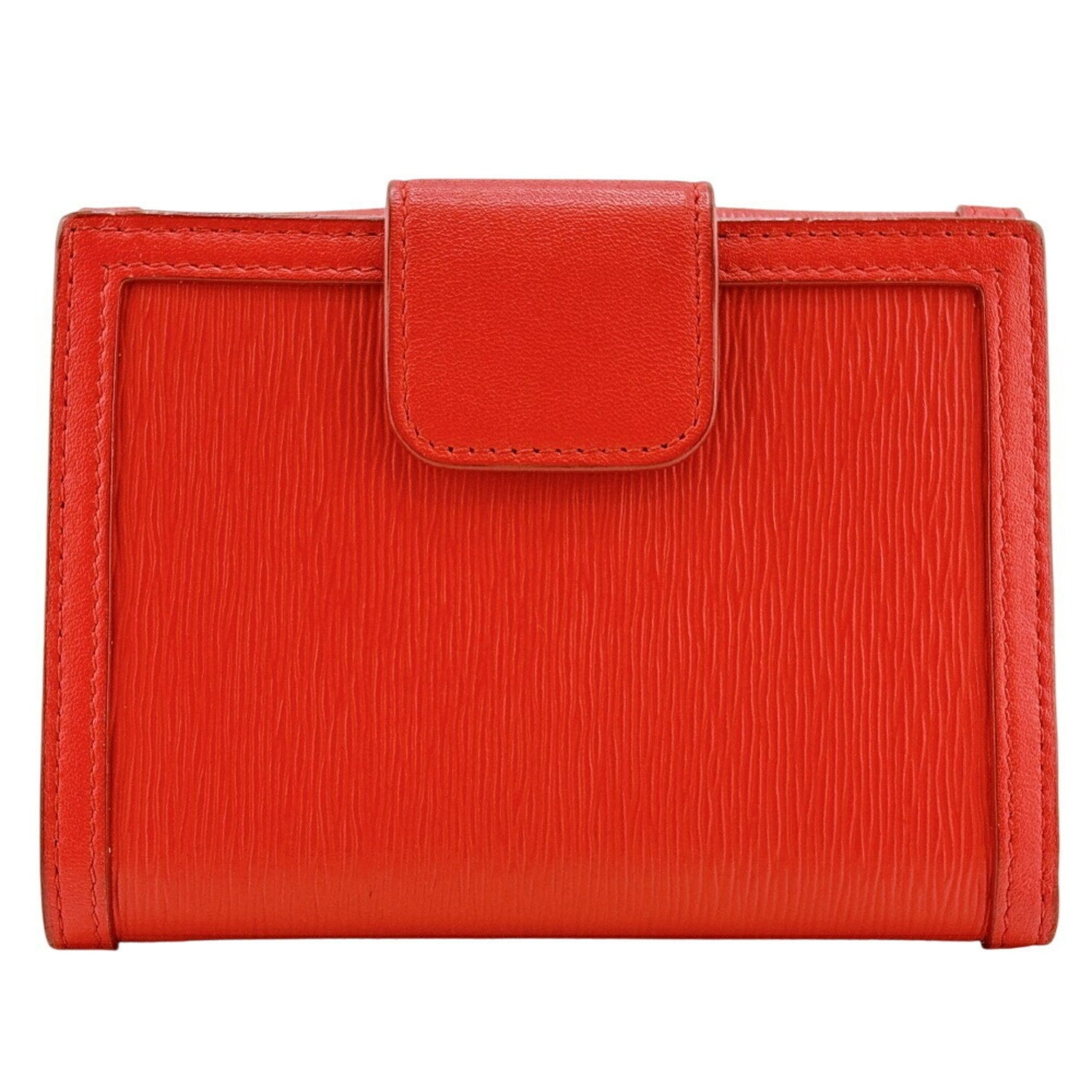 PRADA VITELLO MOVE FI Ribbon W Compact Wallet, Bi-fold Wallet with Coin Purse, Bill and Card Slots, Red