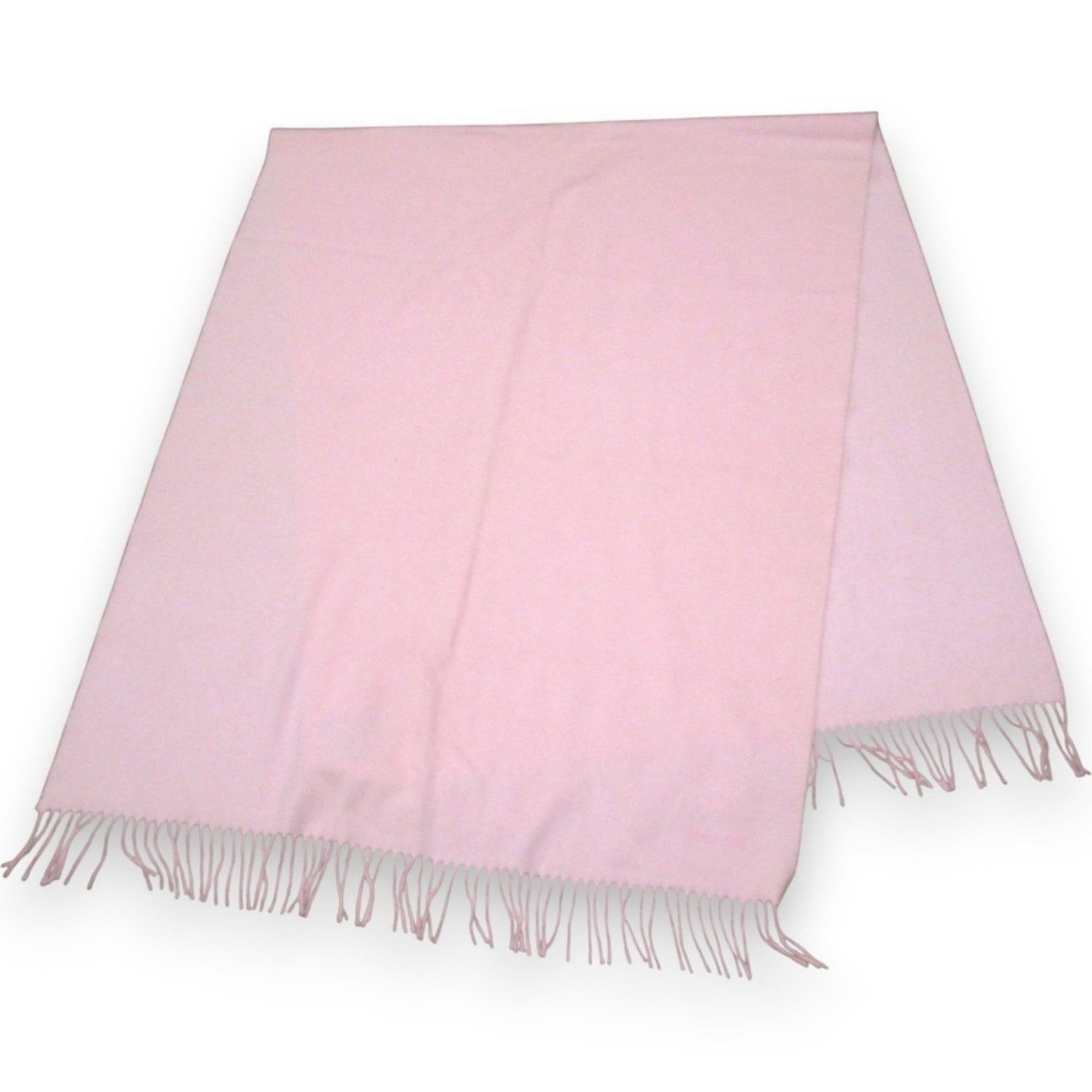 HERMES 100% Cashmere Logo Embroidered Fringe Large Scarf