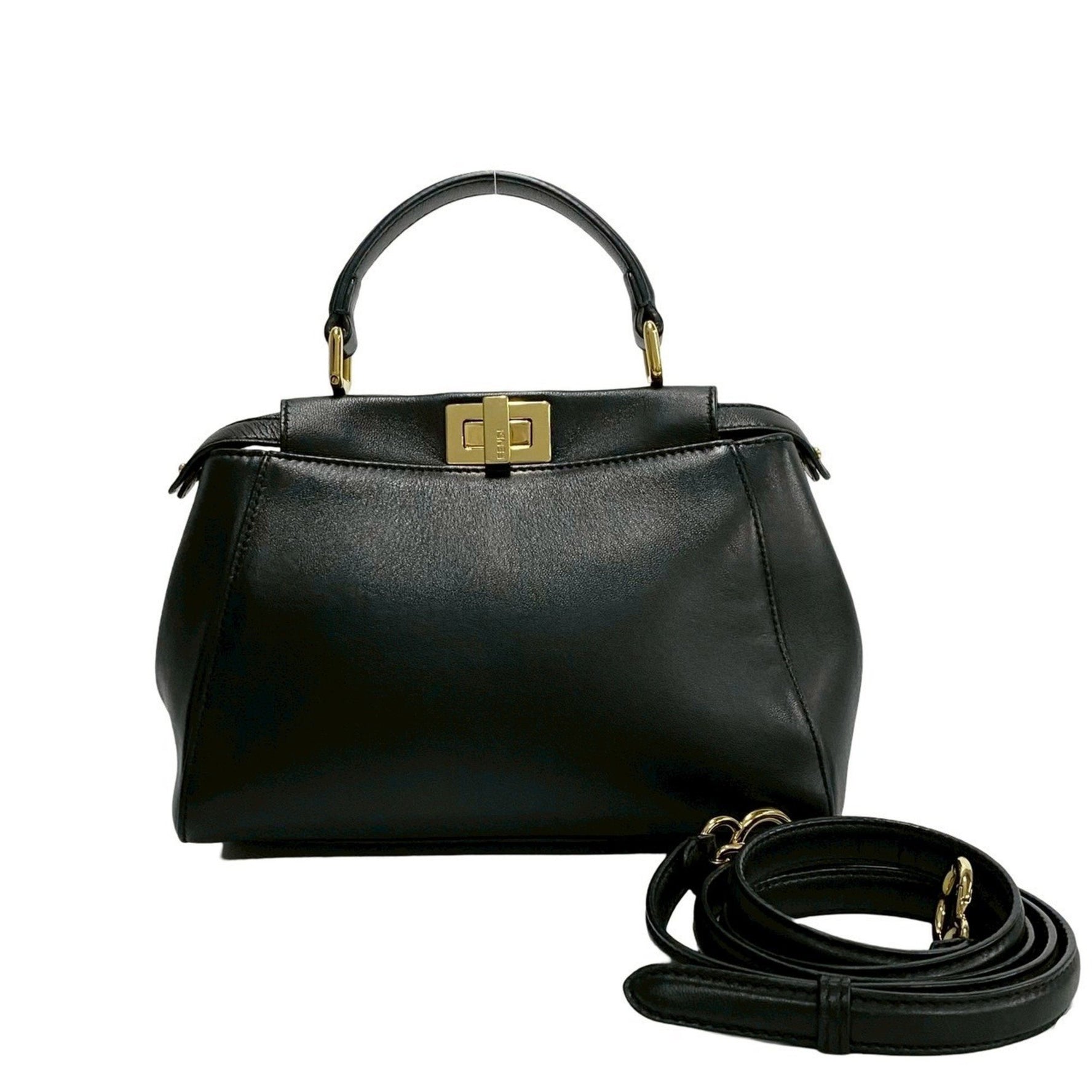 FENDI Peekaboo Mini Leather Handbag, Tote Bag, Shoulder