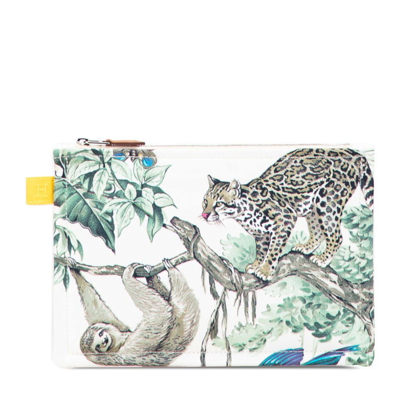 Hermes Hermès Truss Flat EQUATEUR Equatorial Pouch in White, Green, and Multicolor Canvas