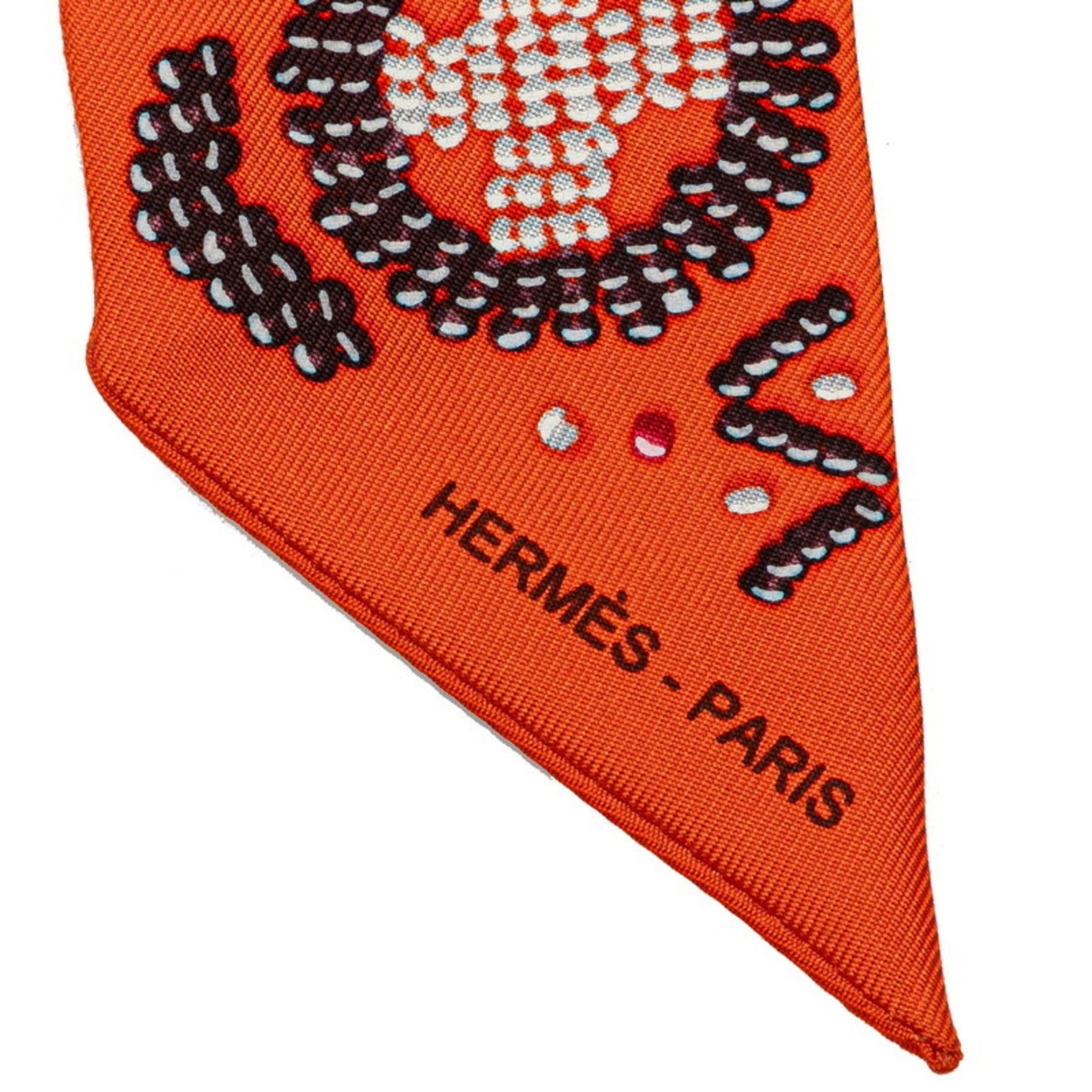 Hermes Twilly KELLY EN PERLES Kelly en Perle Scarf Muffler Silk