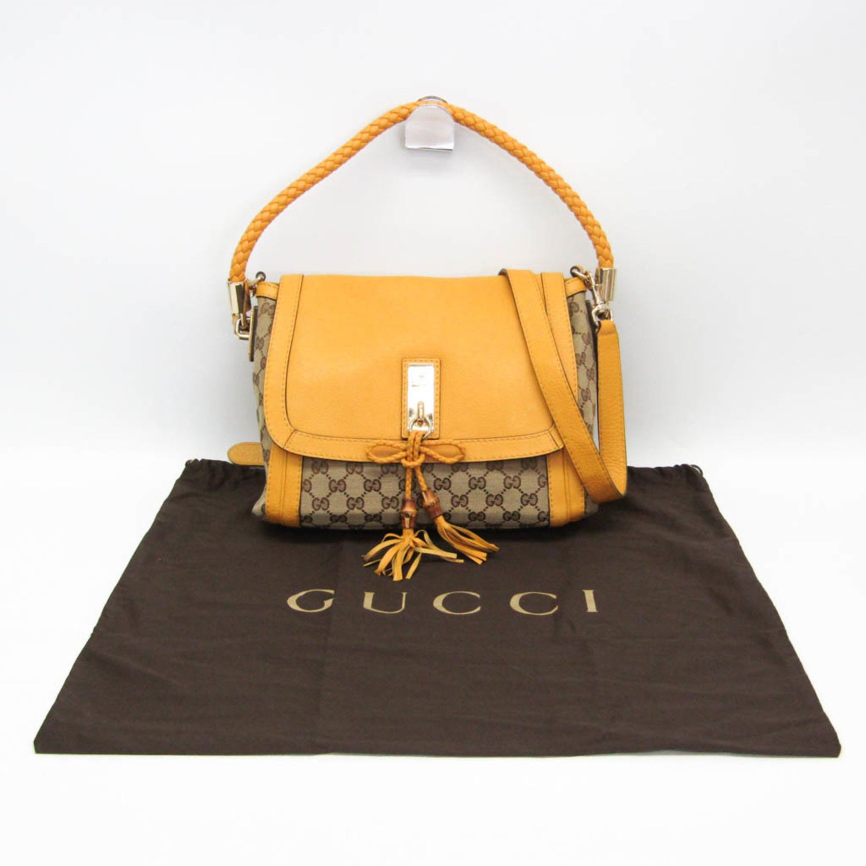 Gucci GG Canvas Bella GG Canvas,Leather Handbag,Shoulder Bag Beige,Yellow