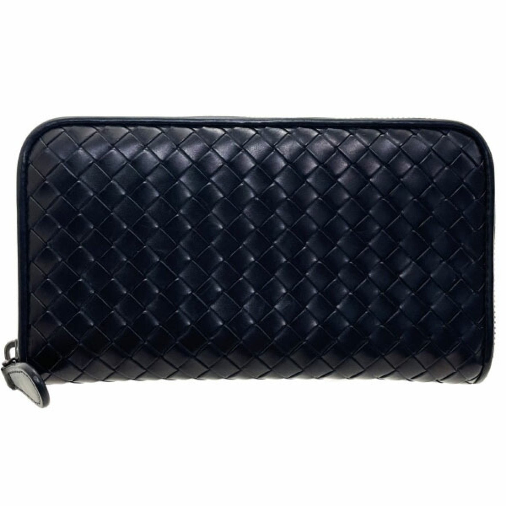 Bottega Veneta Intrecciato Zip-Around Calfskin Wallet in Nero - BOTTEGA VENETA Mesh Leather Round Long