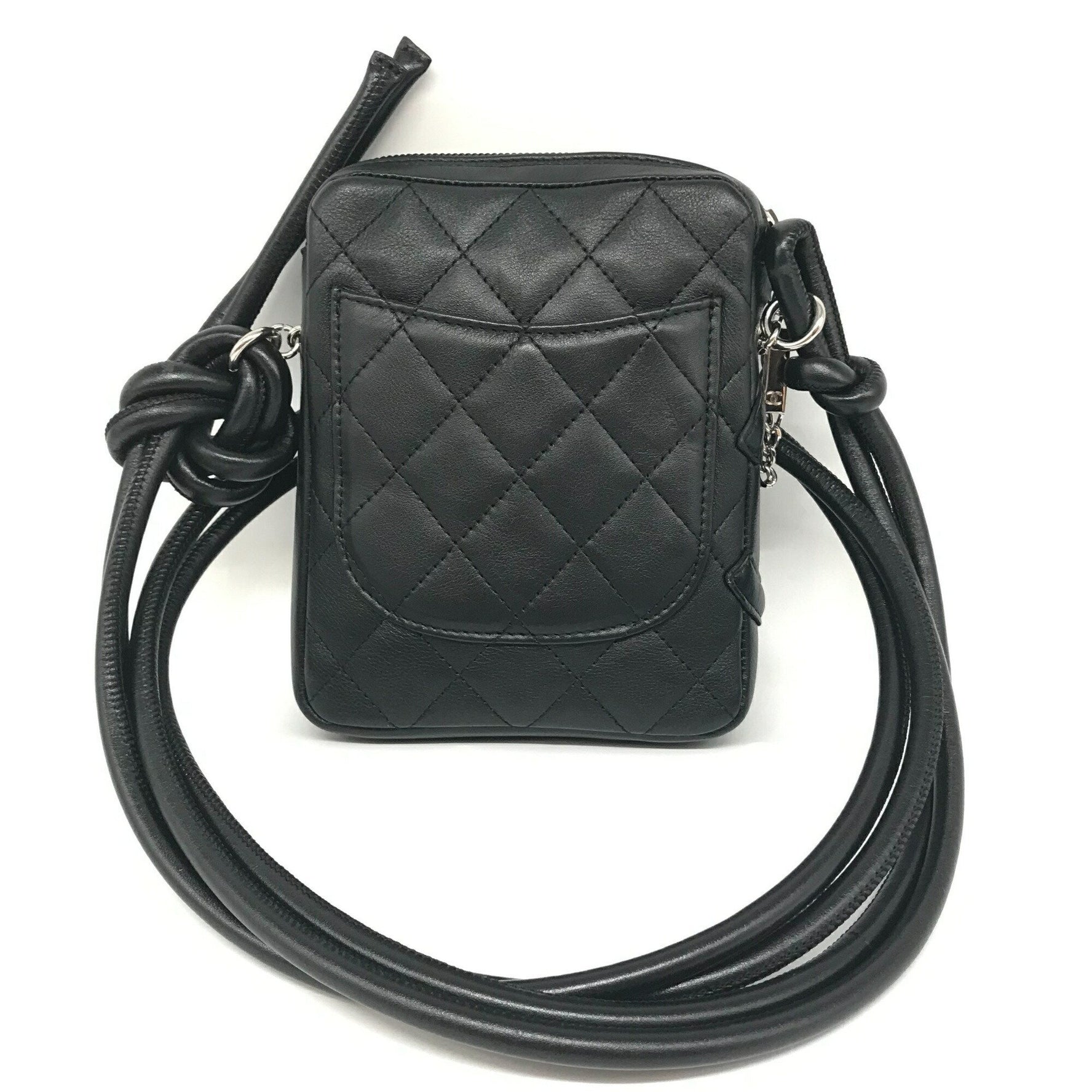 Chanel Cambon Line Small Pochette Black Leather Shoulder Bag Coco Mark Series