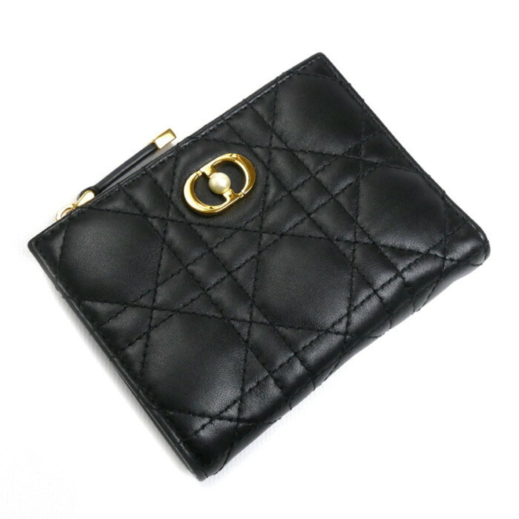 Christian Dior Jolie Dahlia Compact Wallet Bi-fold Cannage