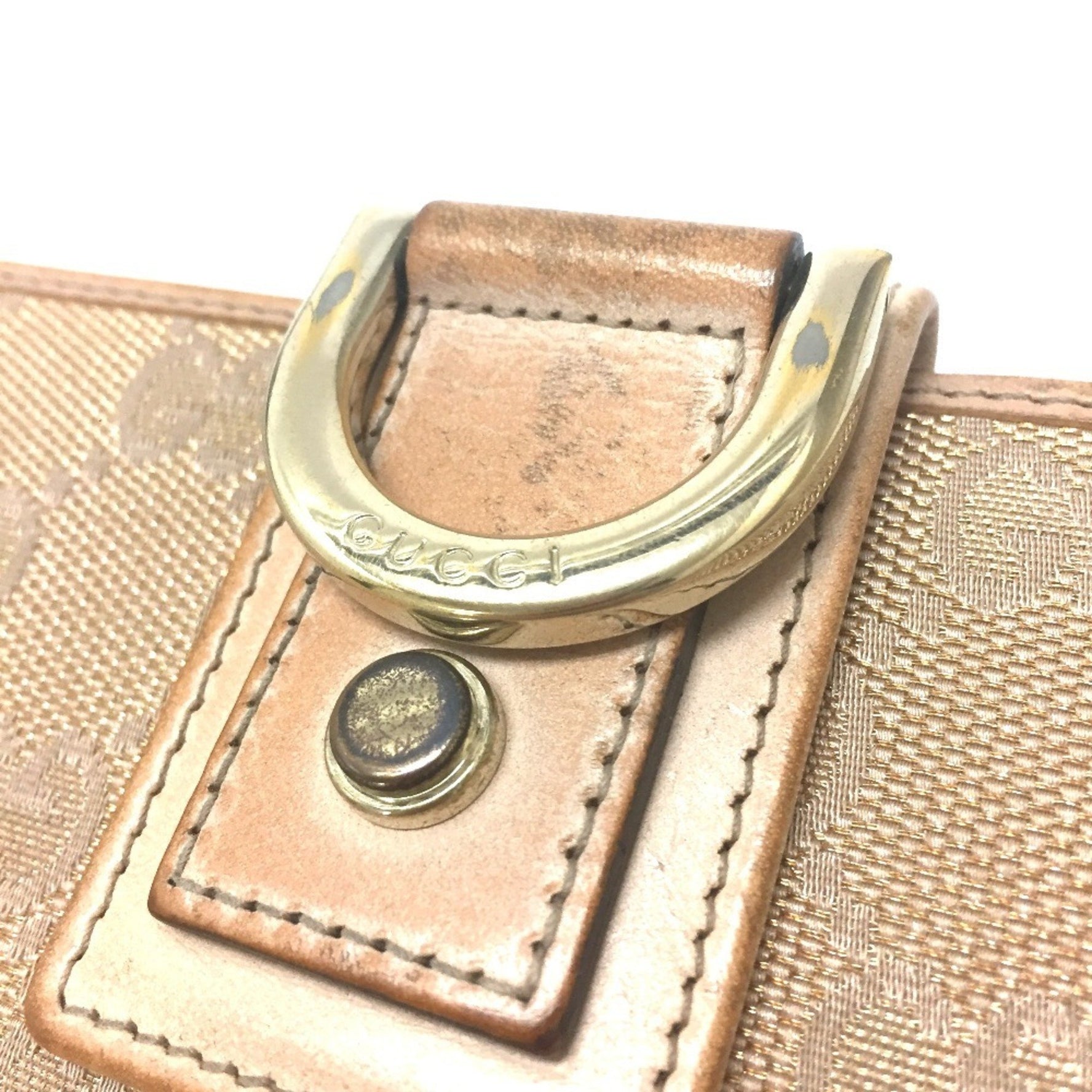 GUCCI Bi-fold long wallet NEW ABBEY GG canvas pink beige ladies