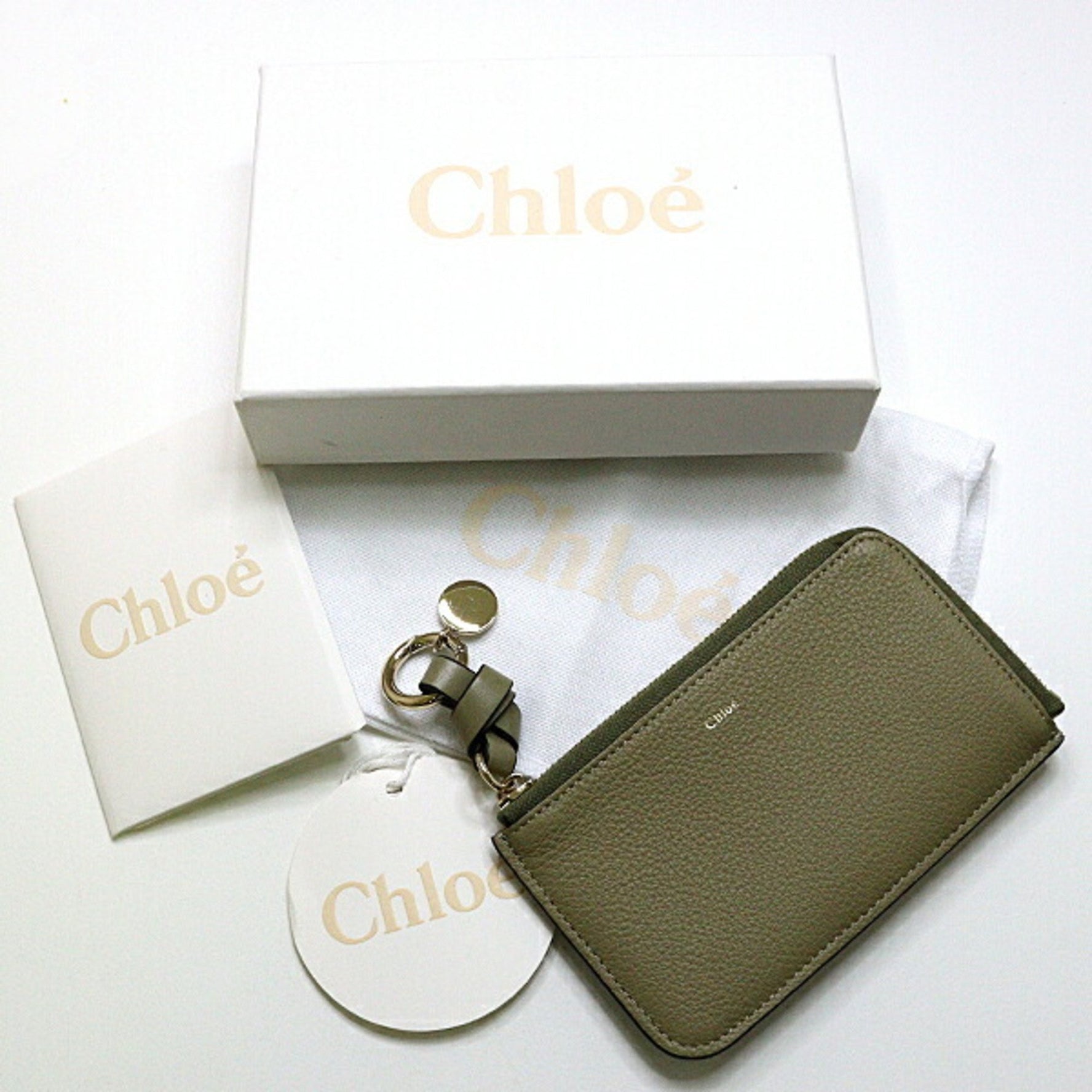 Chloé Chloe Grained Leather Alphabet Wallet Card Case Pottery