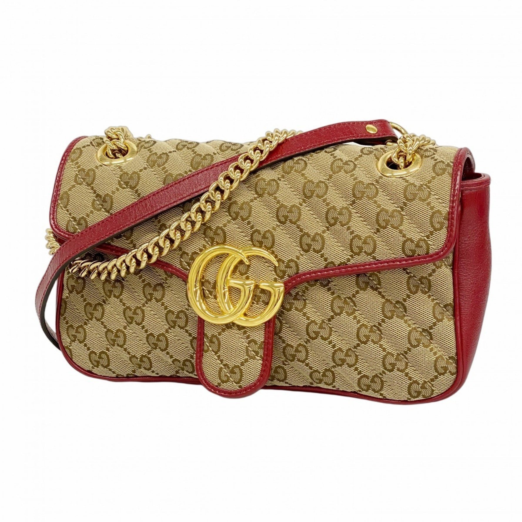 Gucci GG Marmont Shoulder Bag Beige Red