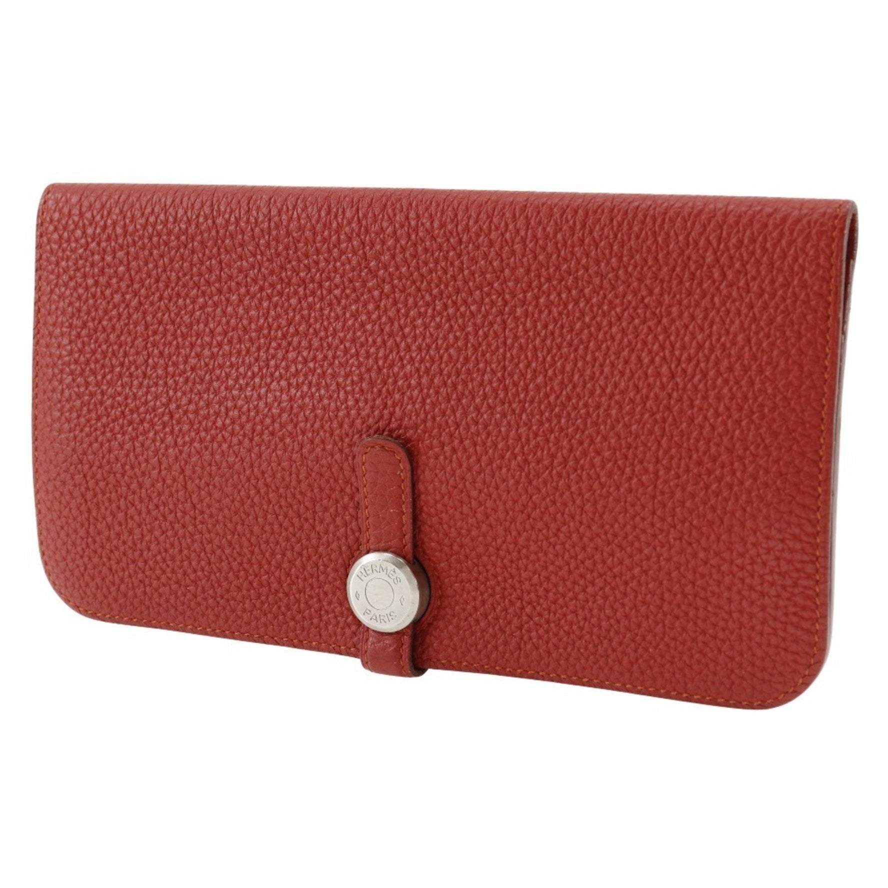 Hermes Dogon Long Wallet Togo 2014 Red □R Belt Clasp Ladies