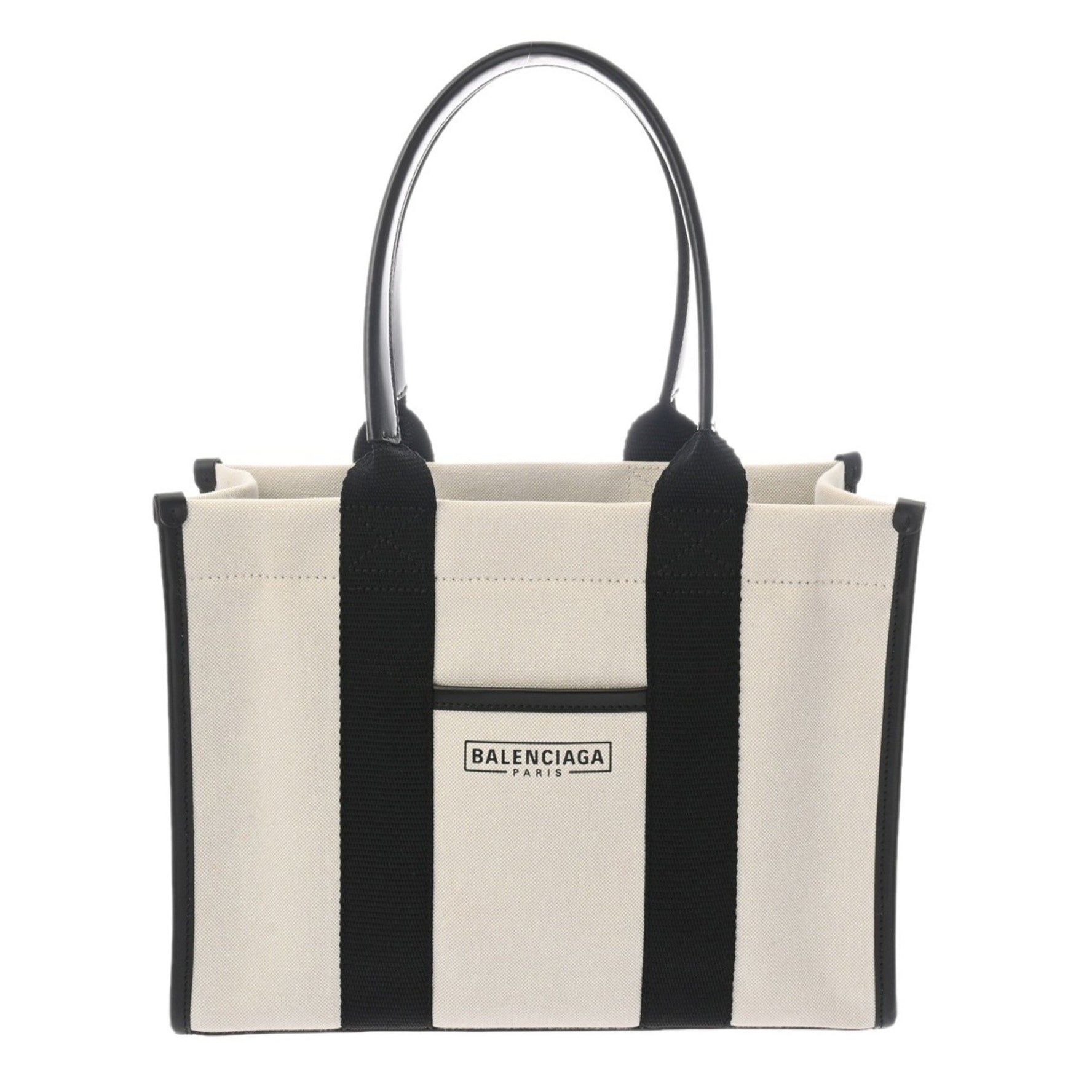 BALENCIAGA Hardware Small Tote 2WAY White/Black Women's Canvas/Leather Bag