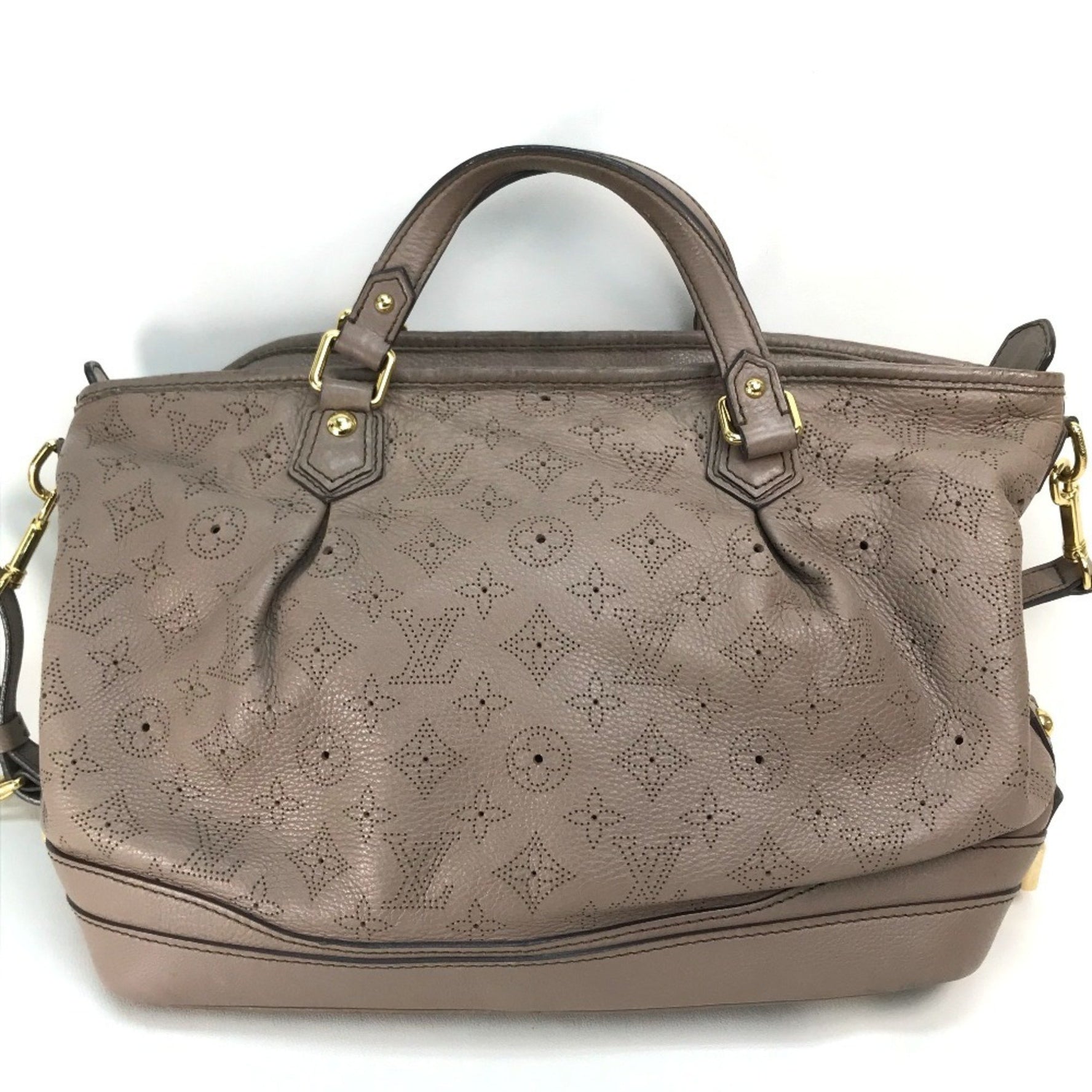 LOUIS VUITTON M93175 Monogram Mahina Stella PM 2-Way Shoulder Bag/Handbag in Leather, Women's, Poodle Beige