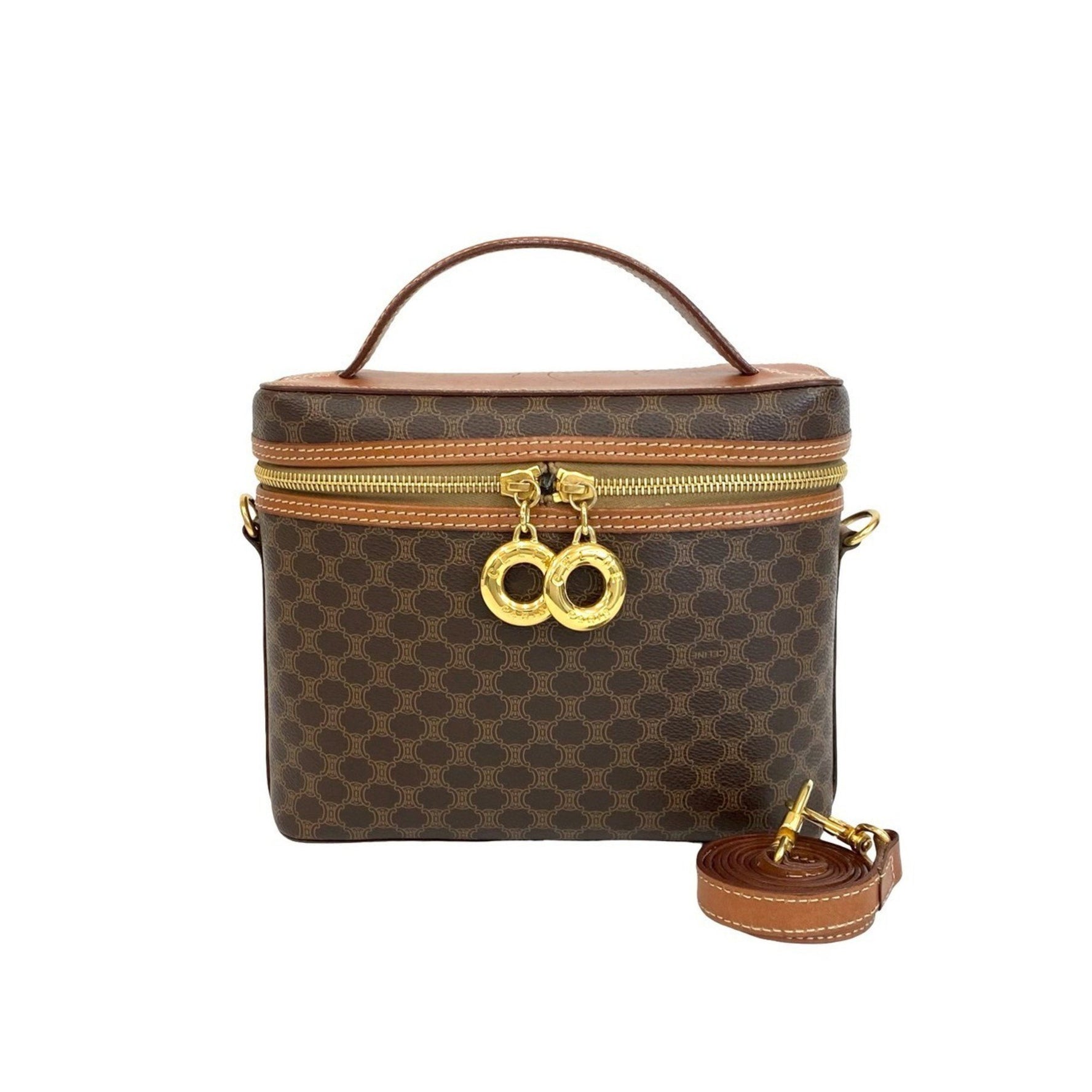 CELINE Macadam Blason Triomphe Pattern Circle Logo Leather Handbag/Shoulder Bag