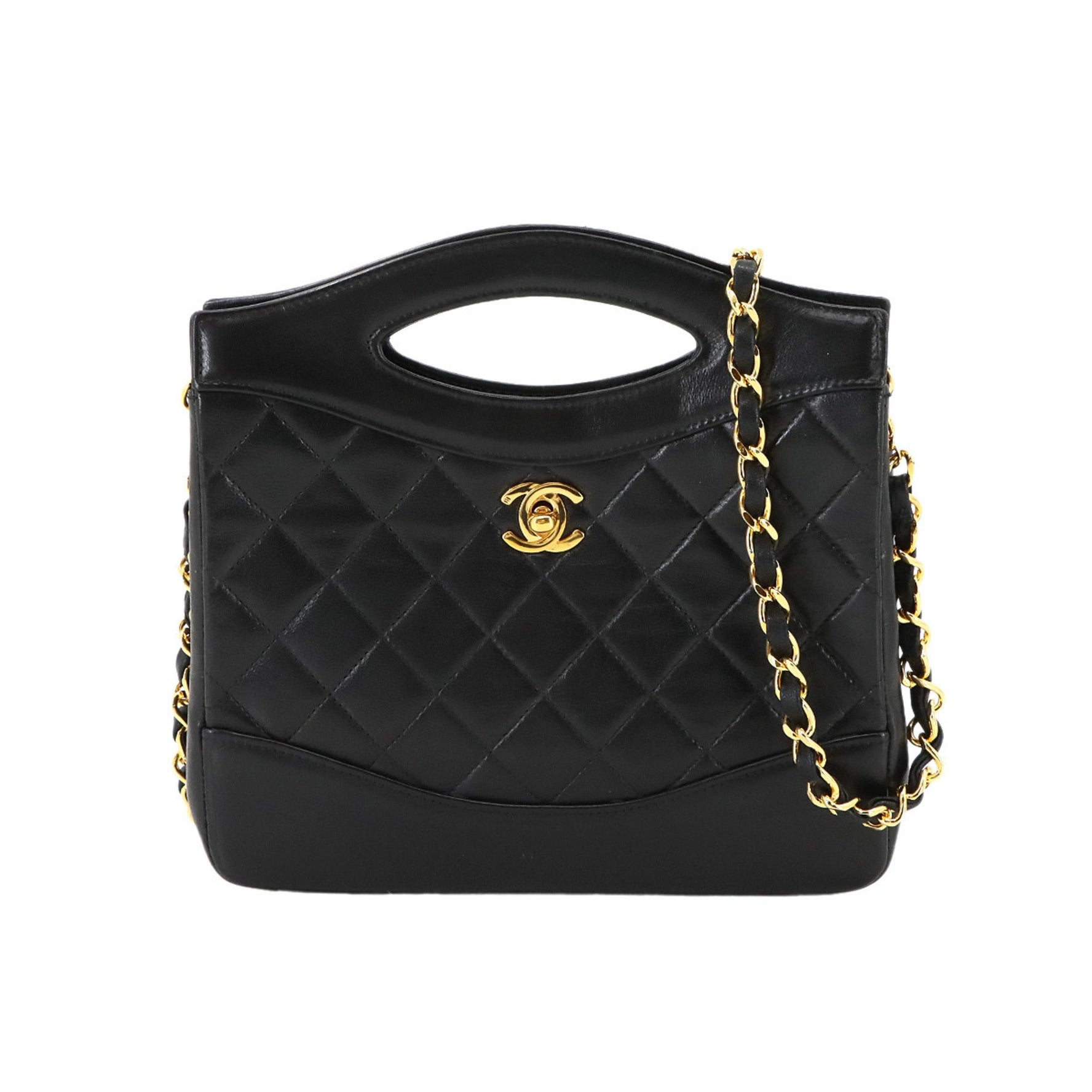 CHANEL Matelasse hand and chain shoulder bag in lambskin with gold hardware