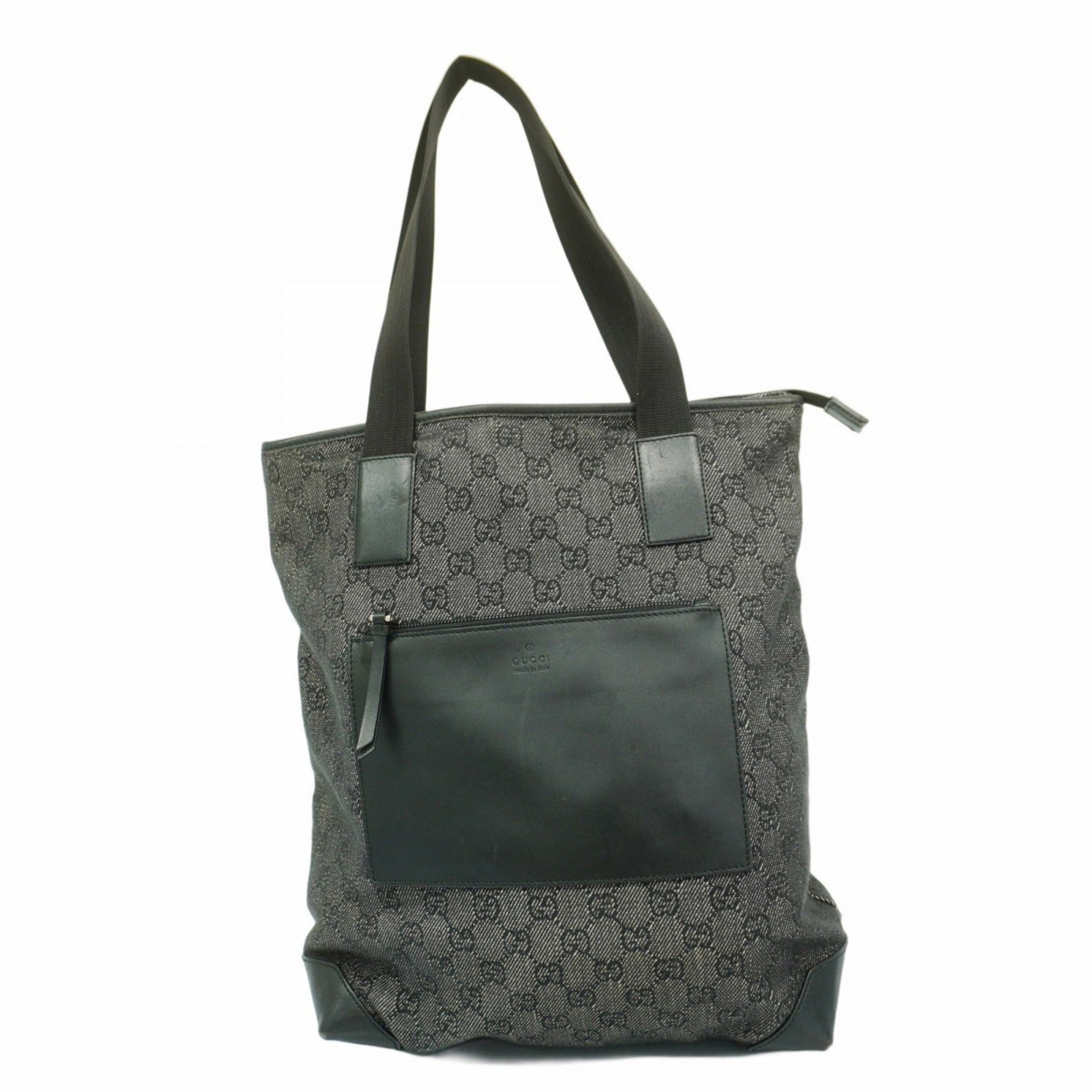 Gucci Tote Bag GG Canvas Leather Black Women's