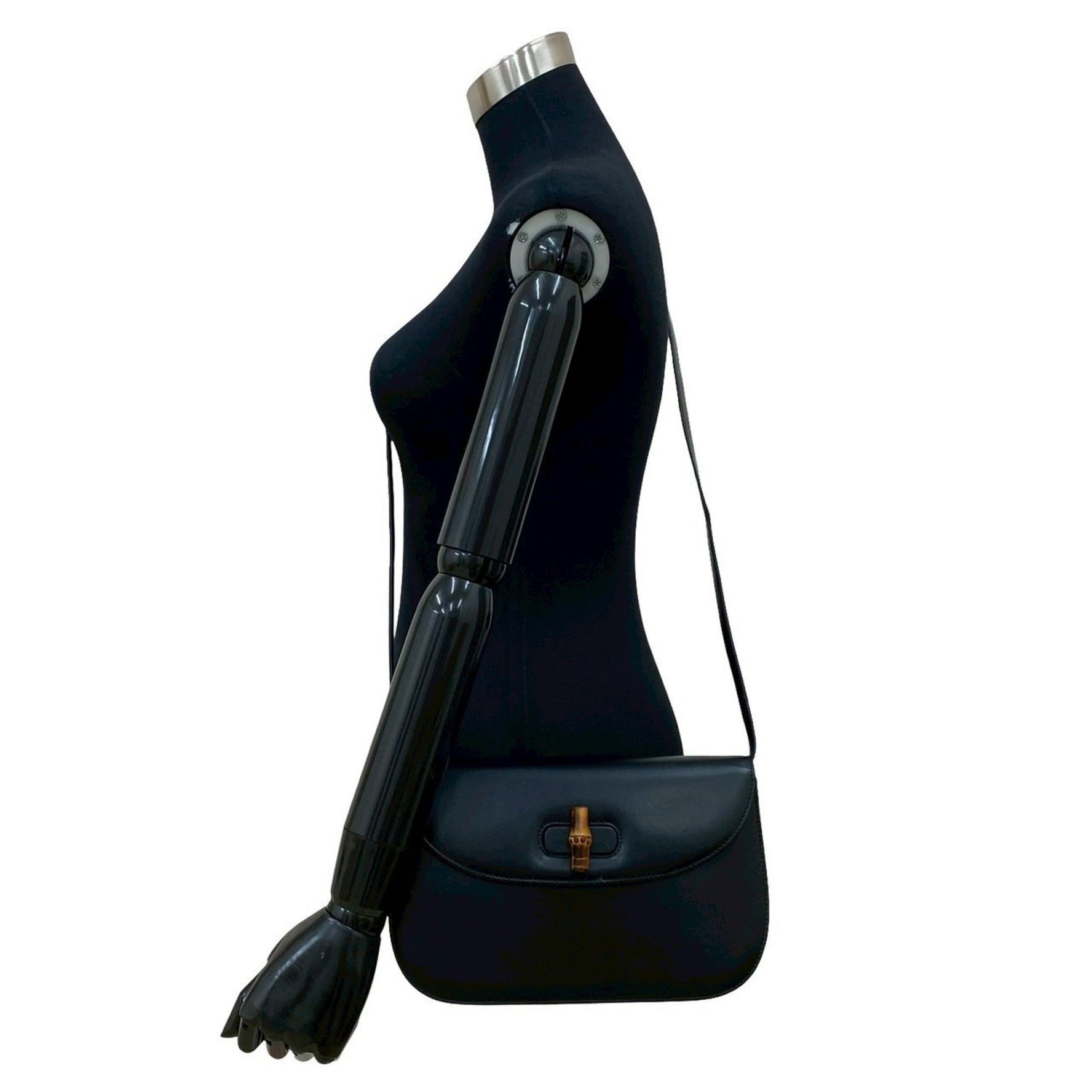 GUCCI Old Bamboo Turnlock Leather Shoulder Bag Pochette