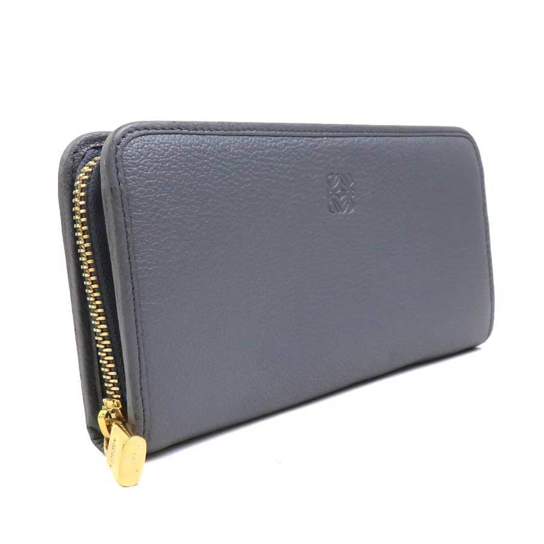 LOEWE Round Long Wallet Anagram Leather Gold