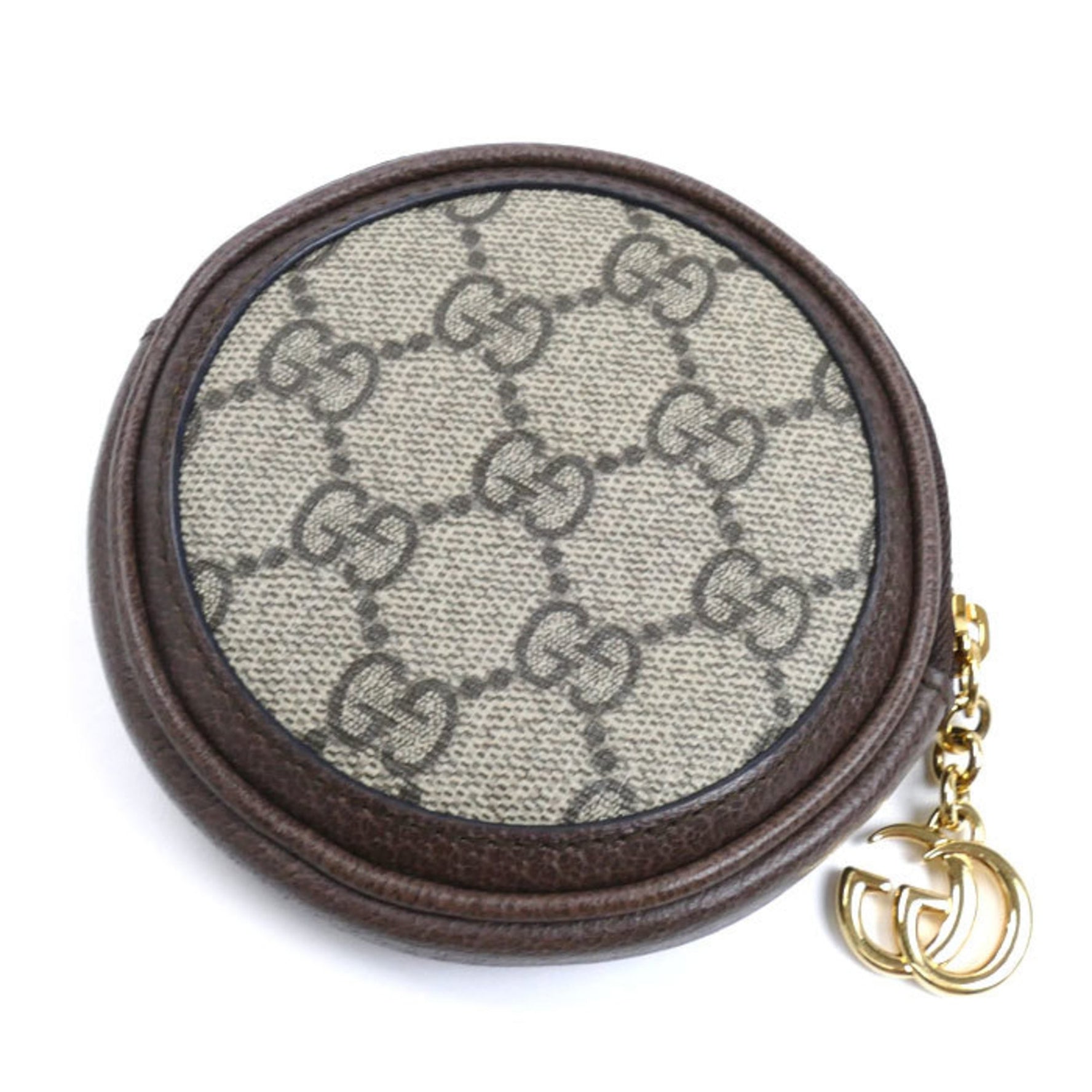 GUCCI GG Marmont coin case, beige and brown, 574840, round, for women