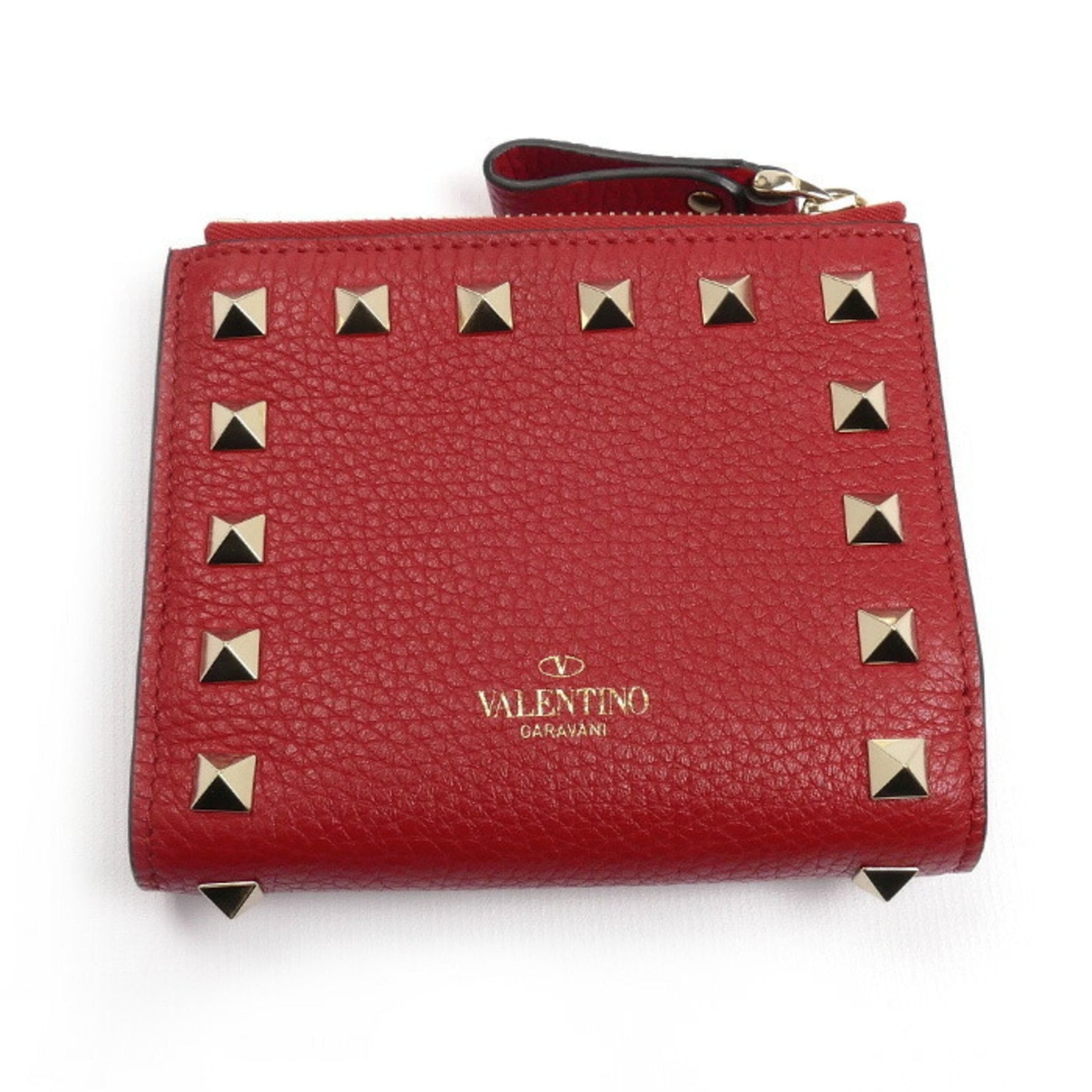 Valentino Garavani Rockstud Compact Wallet Bi-fold Red