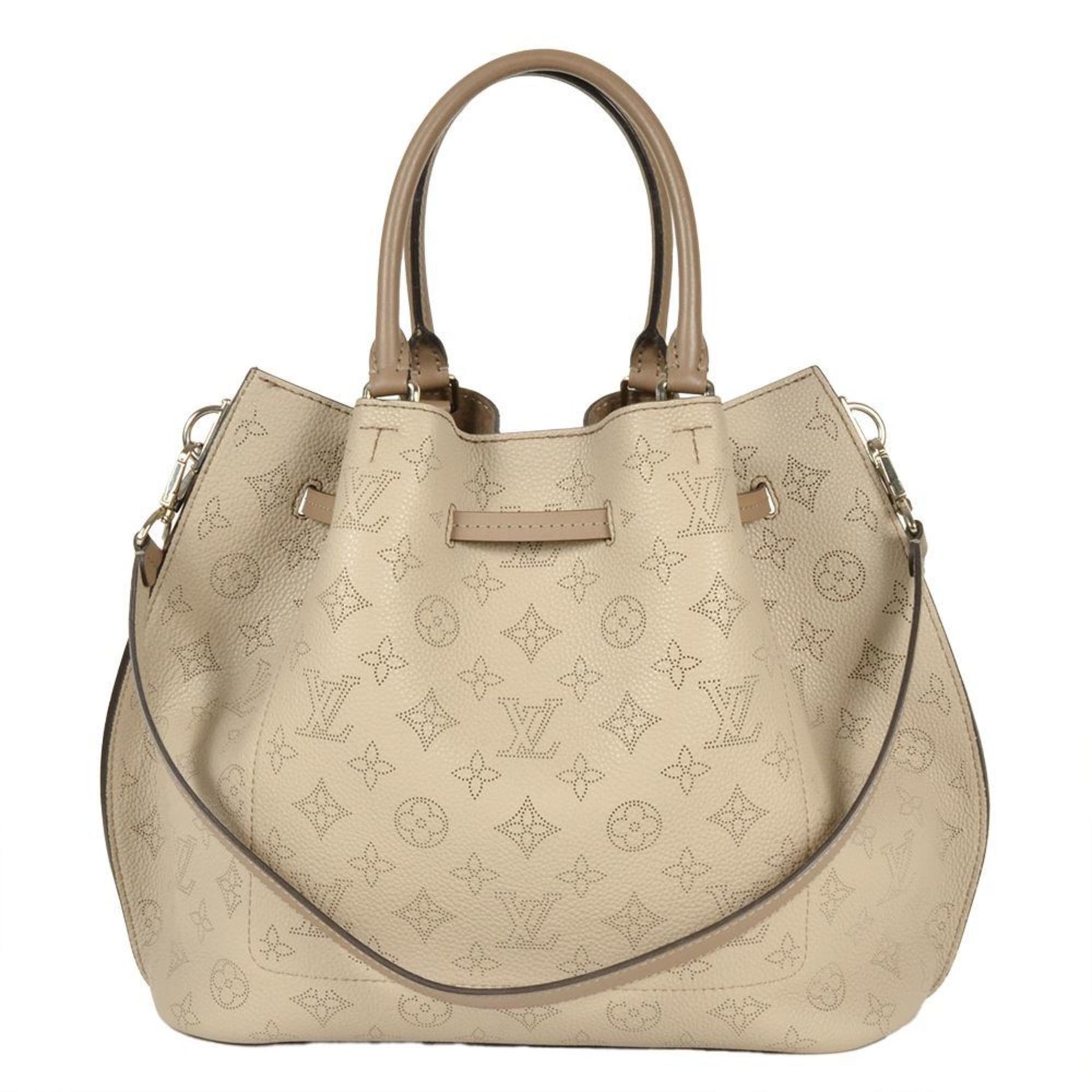 Louis Vuitton Girolata Handbag Monogram Mahina Galle with Shoulder Strap Greige