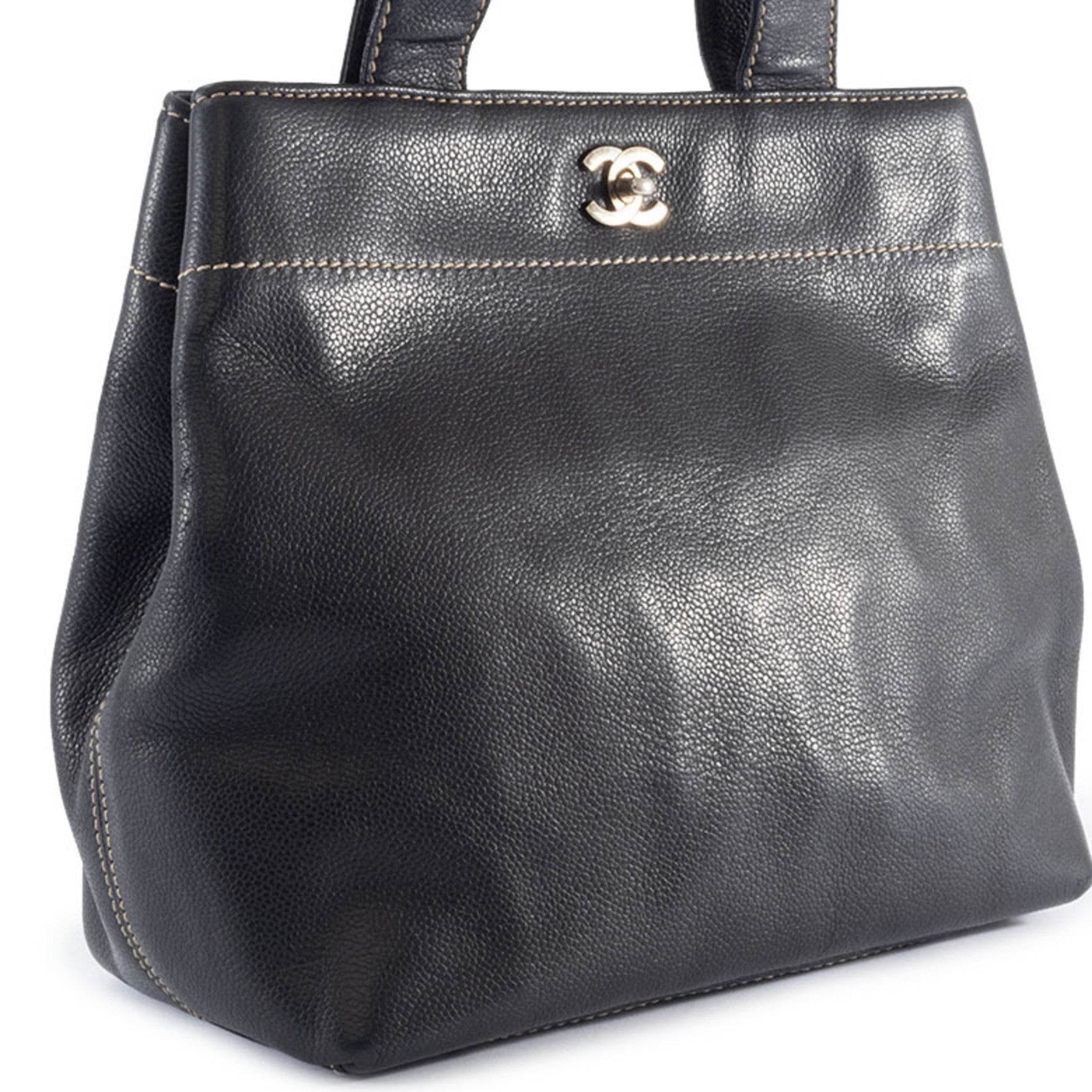 CHANEL Coco Mark Handbag, Caviar Skin, Tote