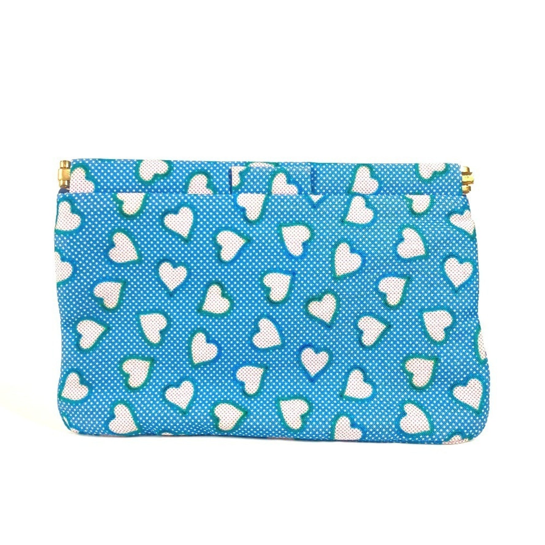 Miu Miu miu heart logo pouch bag clutch canvas ladies blue