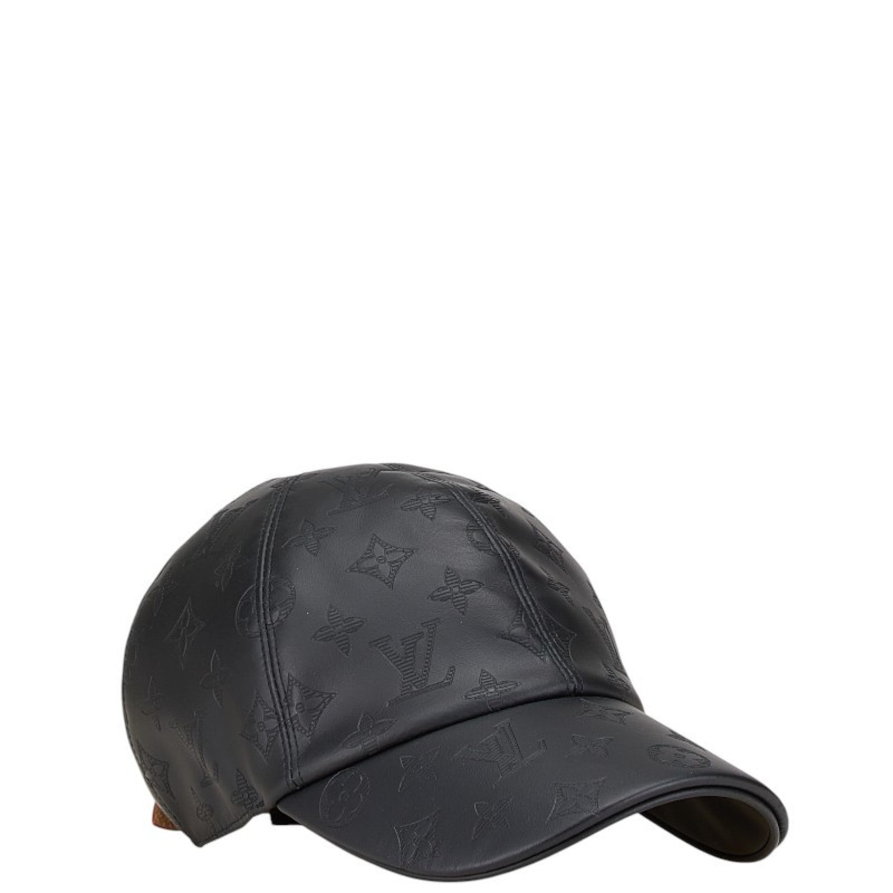 Louis Vuitton Monogram Shadow Cap Size: 58 M76580 Black Leather Cotton Men's LOUIS VUITTON