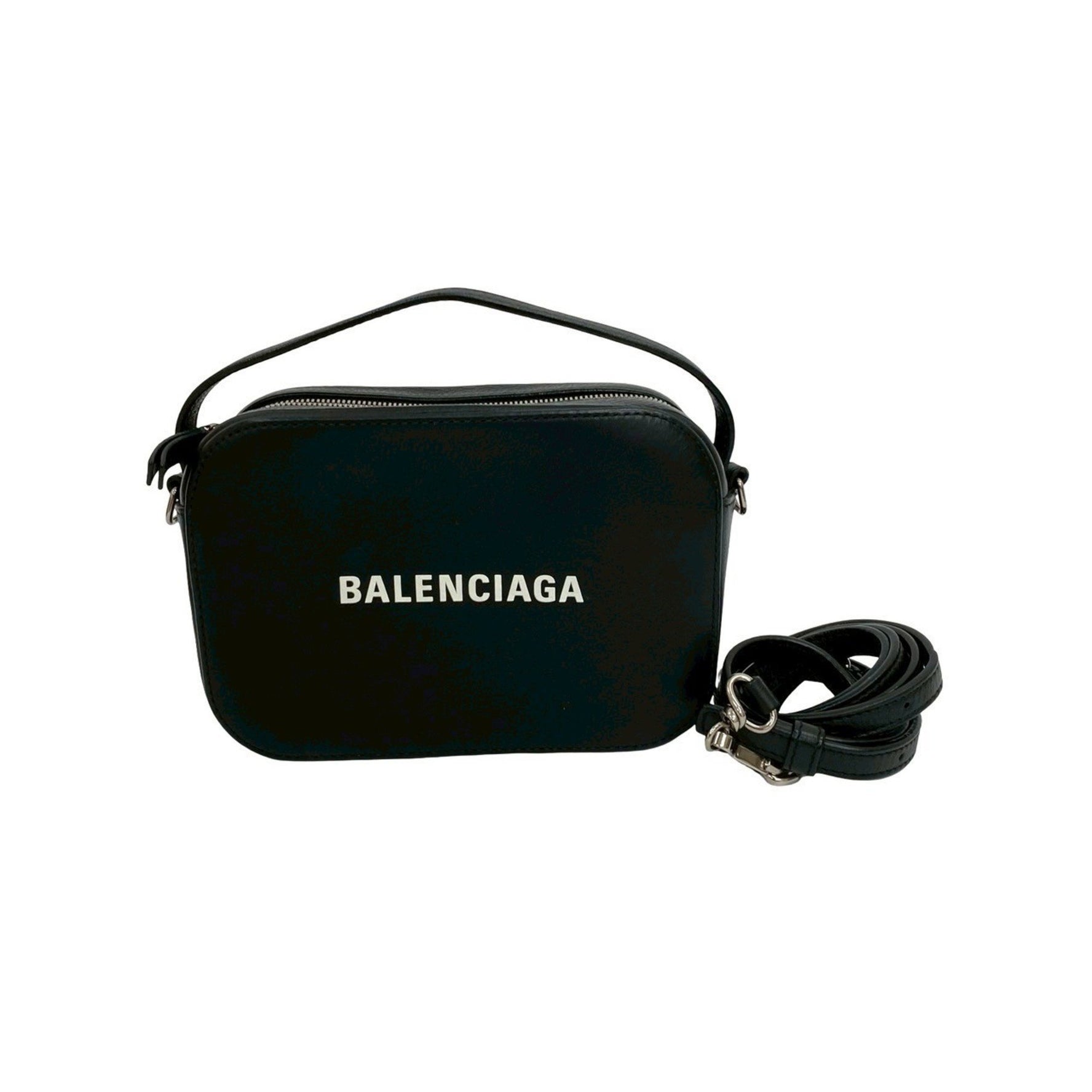 BALENCIAGA Everyday Camera Bag S, Genuine Leather, 2-Way Handbag/Mini Shoulder Bag, Black, 918-3