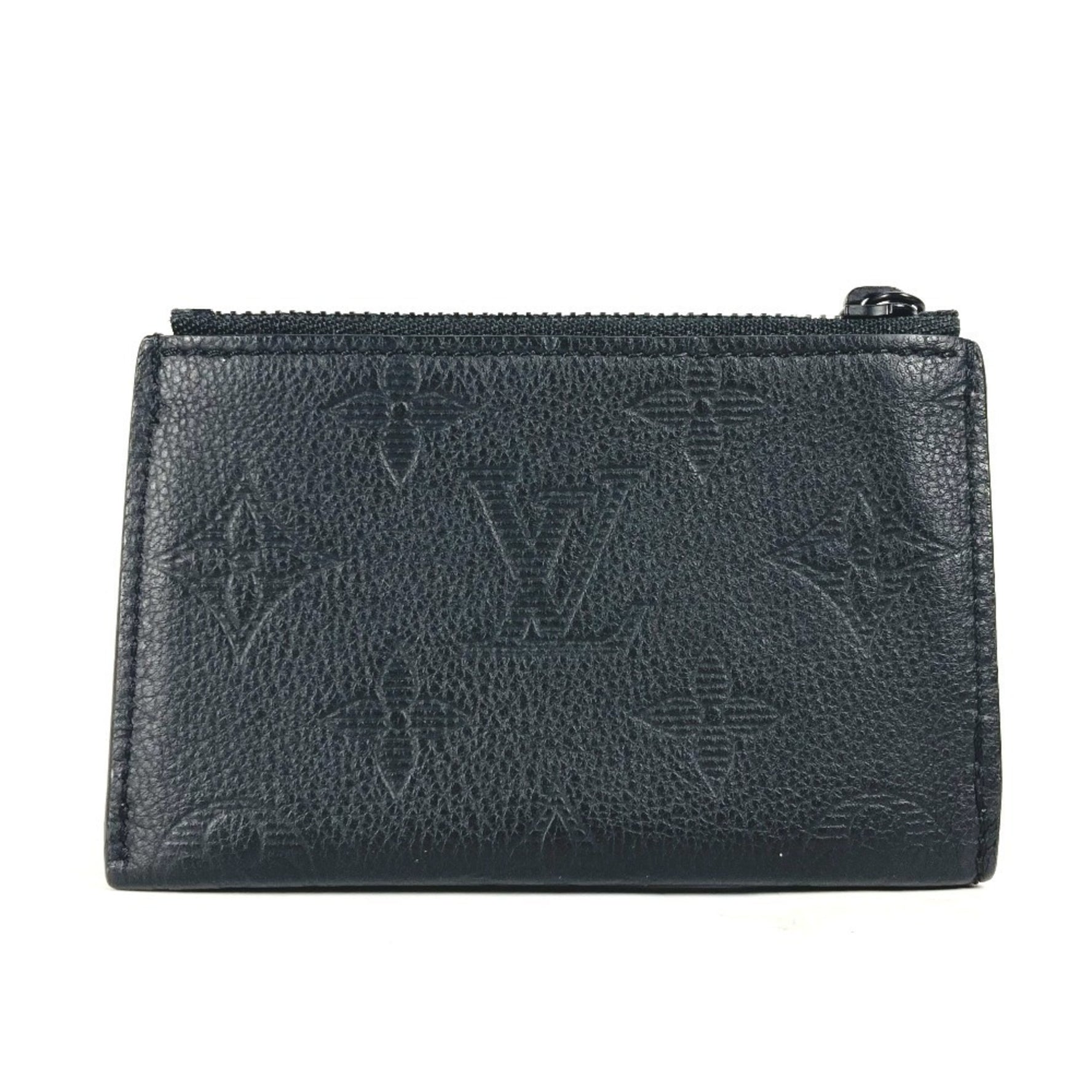 Louis Vuitton Monogram Shadow Compact Coin Card Holder Wallet Purse Fragment Case Wallet/Coin Leather Men's