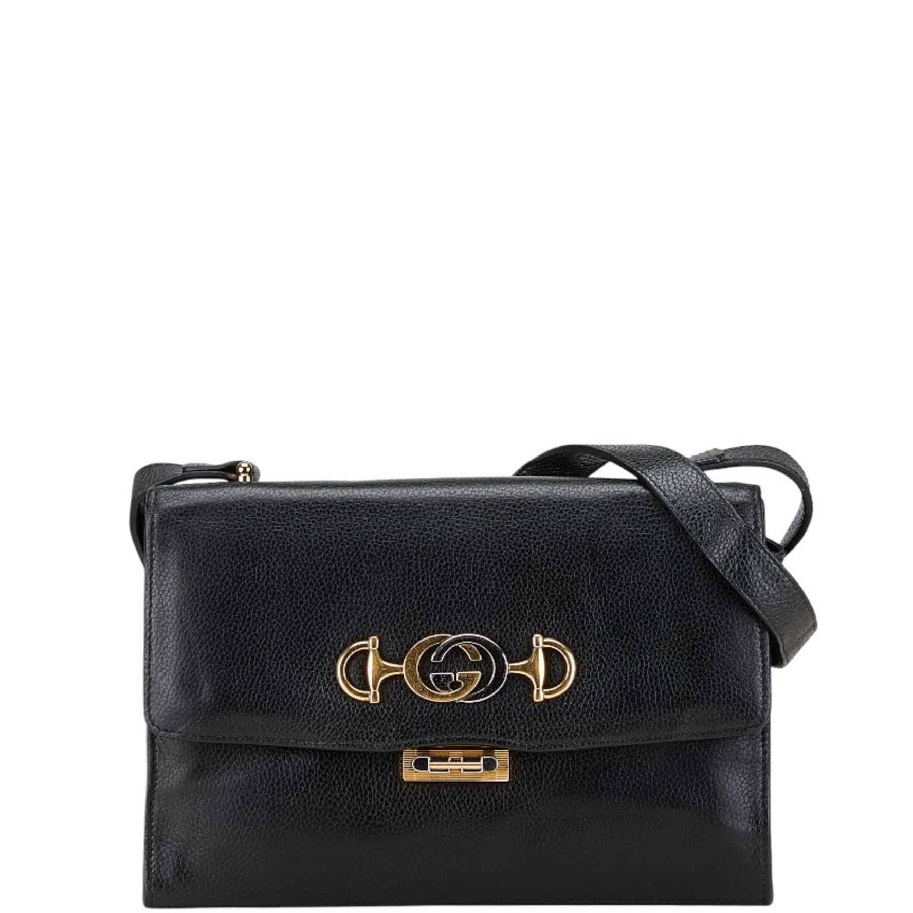 Gucci Zumi Shoulder Bag Black Leather Women's GUCCI