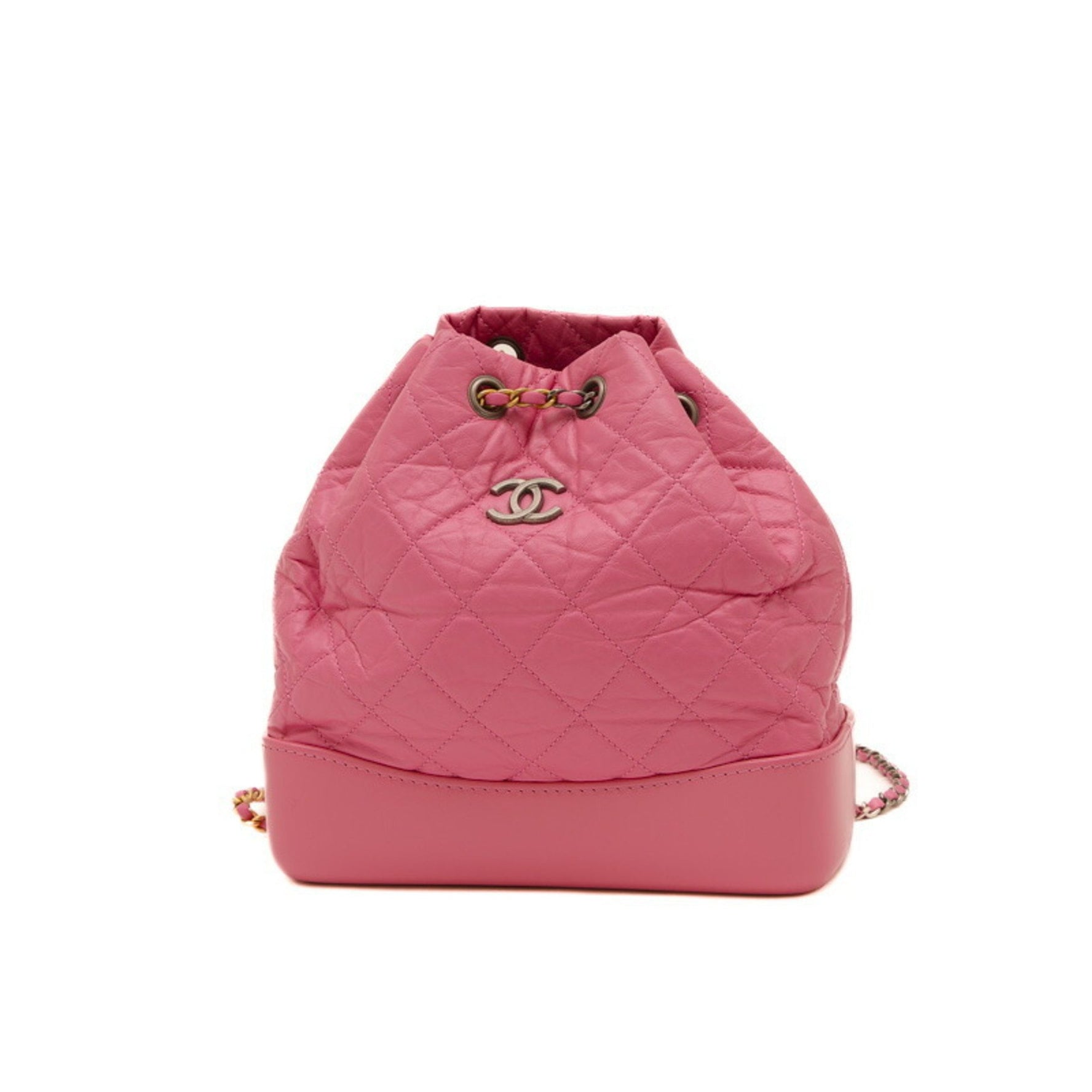 Chanel Gabriel Chain Backpack Leather Silver