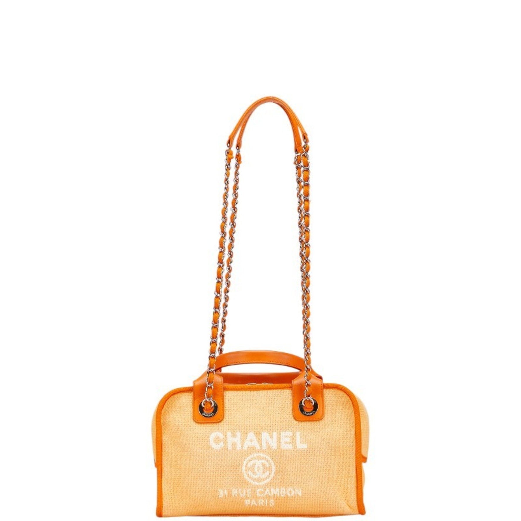 CHANEL Coco Mark Deauville Chain Handbag/Shoulder Bag, Canvas and Leather