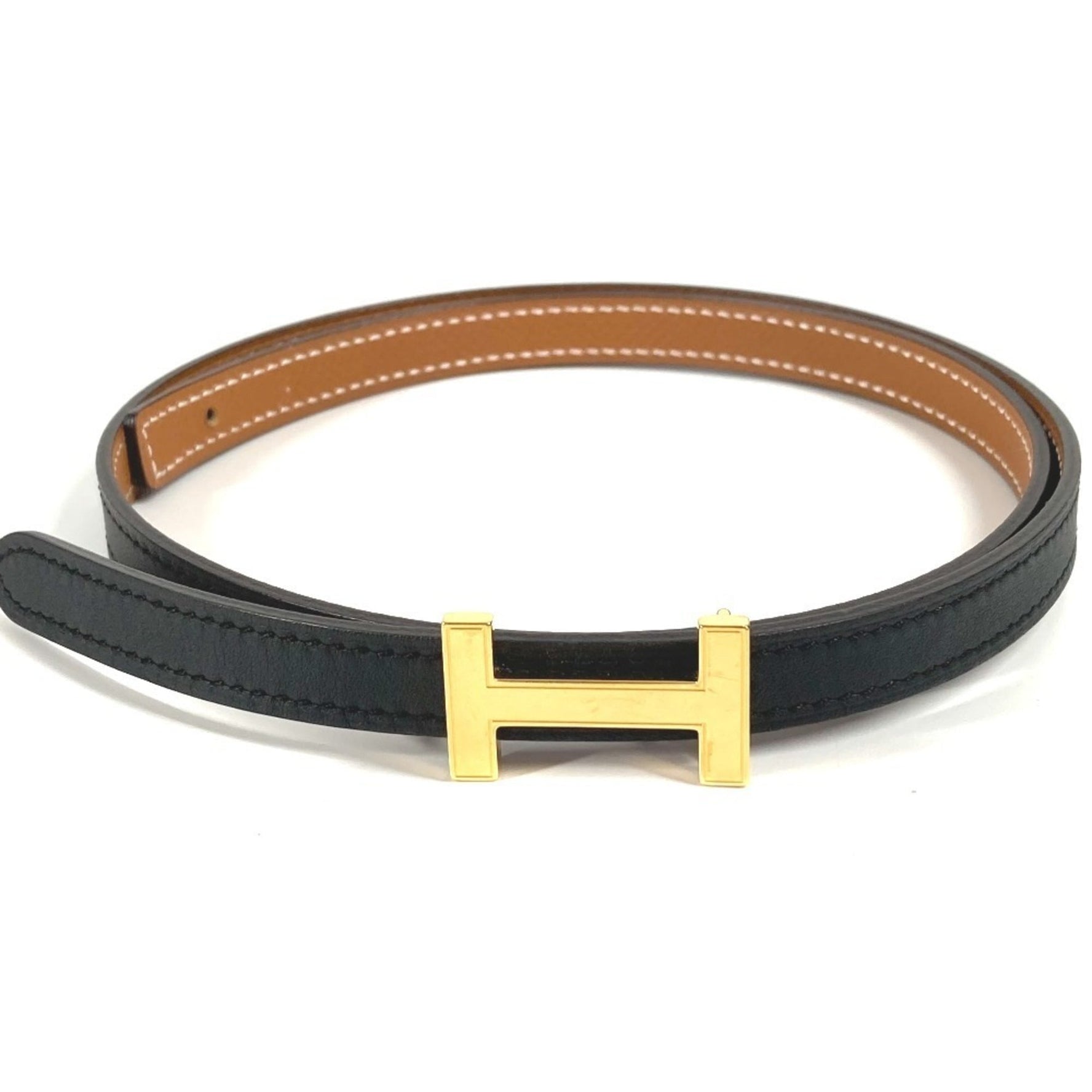 HERMES Focus Reversible Thin Belt, H-Belt, Leather