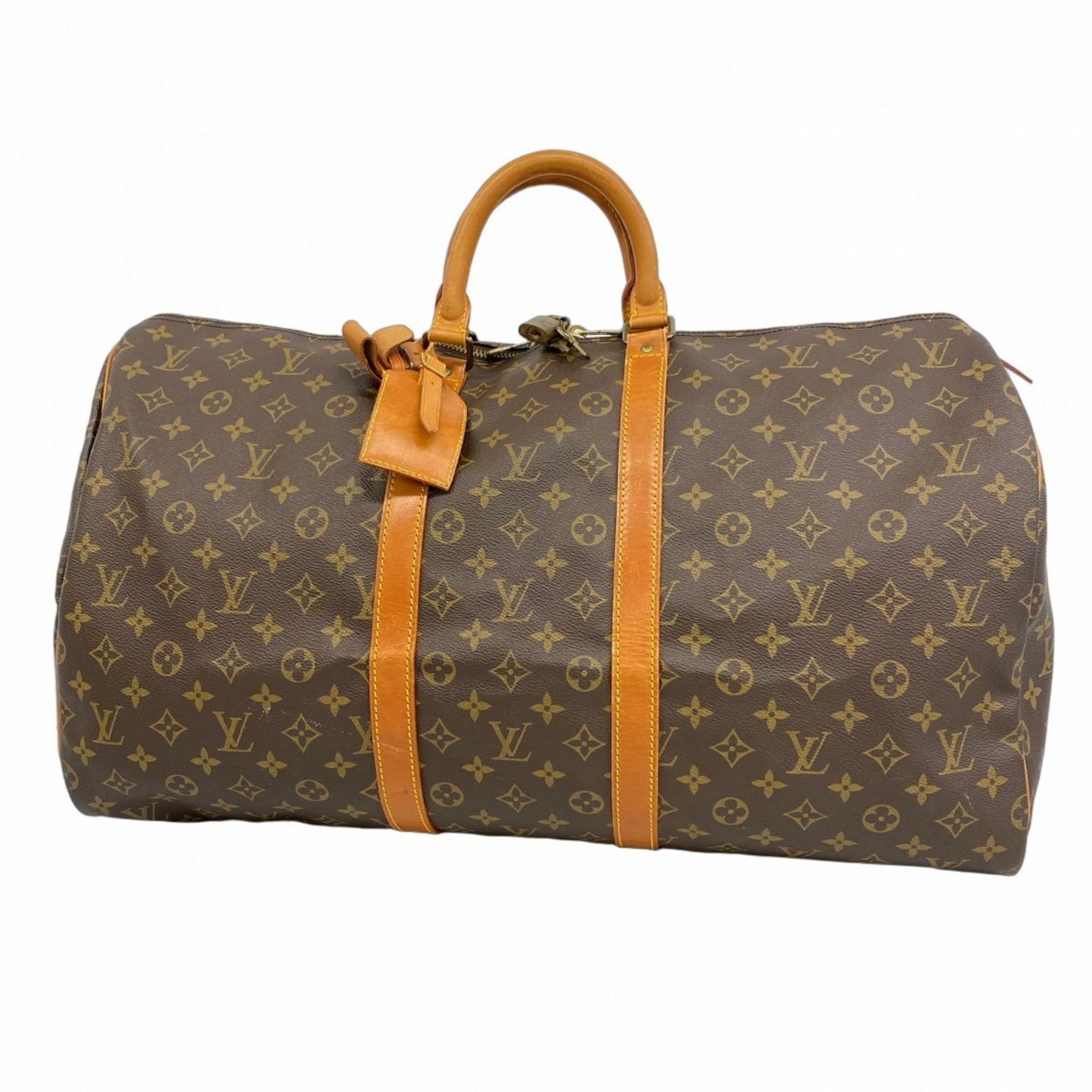 Louis Vuitton Monogram Keepall 55 Boston Bag M41424 Brown Men's and Women's