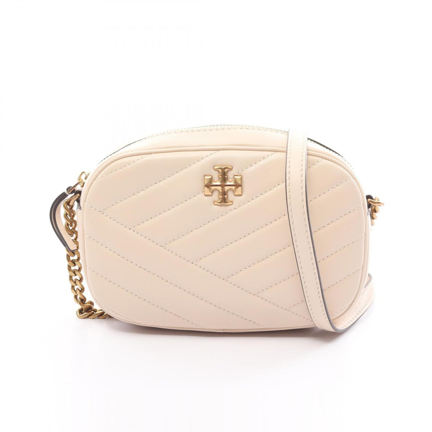 Tory Burch Kira Chevron Camera Bag Shoulder Leather Women's Ivory